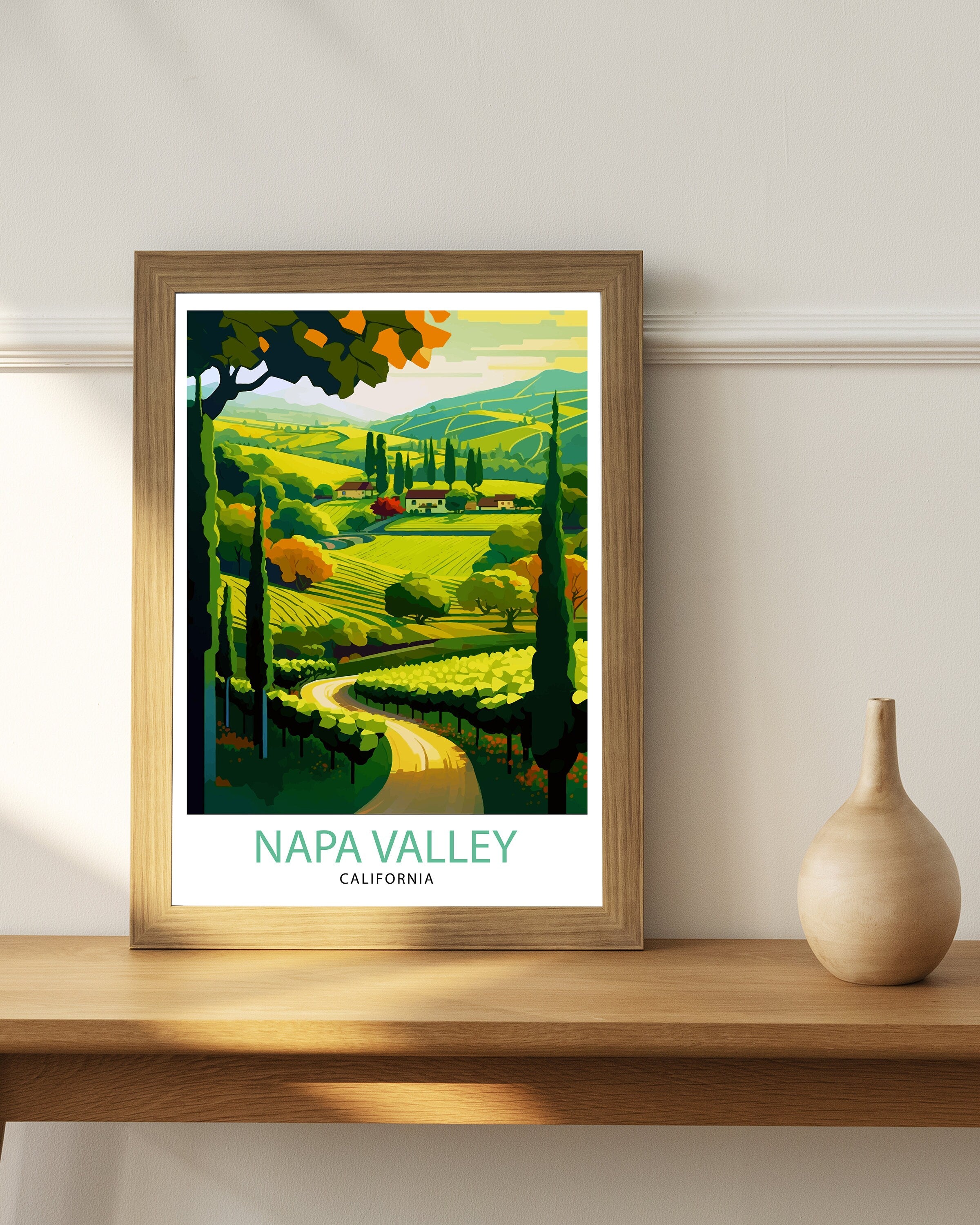 Napa Valley California Travel Print| Napa Valley Wall Art Napa Valley Illustration California Travel Poster Gift For Wine Lovers Napa Valley