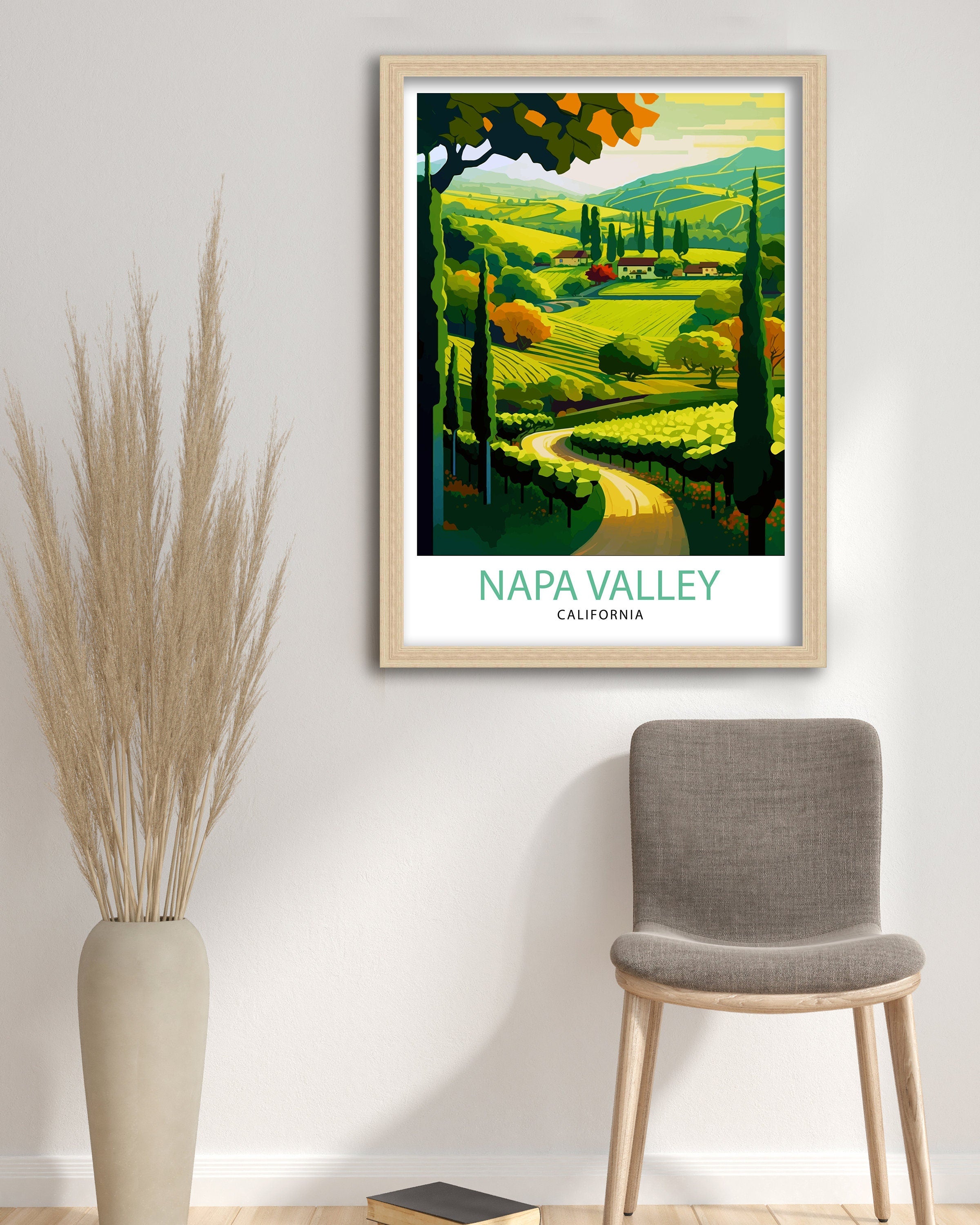 Napa Valley California Travel Print| Napa Valley Wall Art Napa Valley Illustration California Travel Poster Gift For Wine Lovers Napa Valley