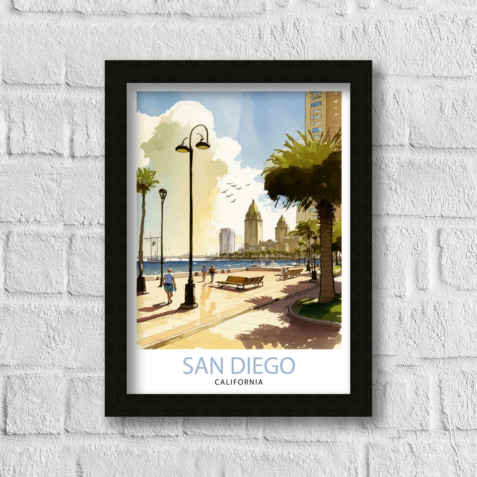 San Diego California Travel Print| San Diego Wall Decor San Diego Home Living Decor San Diego Illustration San Diego Travel Poster Gift