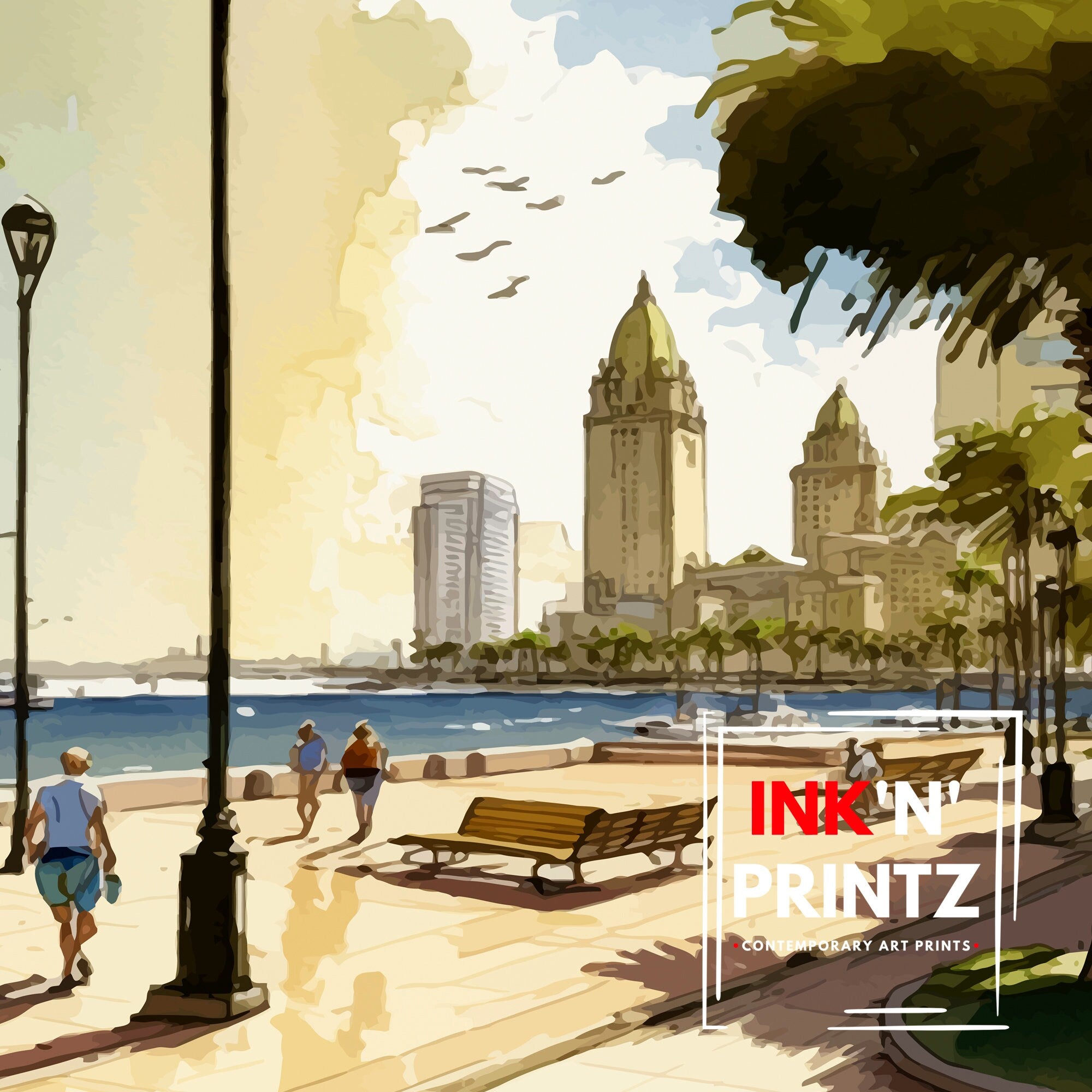 San Diego California Travel Print| San Diego Wall Decor San Diego Home Living Decor San Diego Illustration San Diego Travel Poster Gift