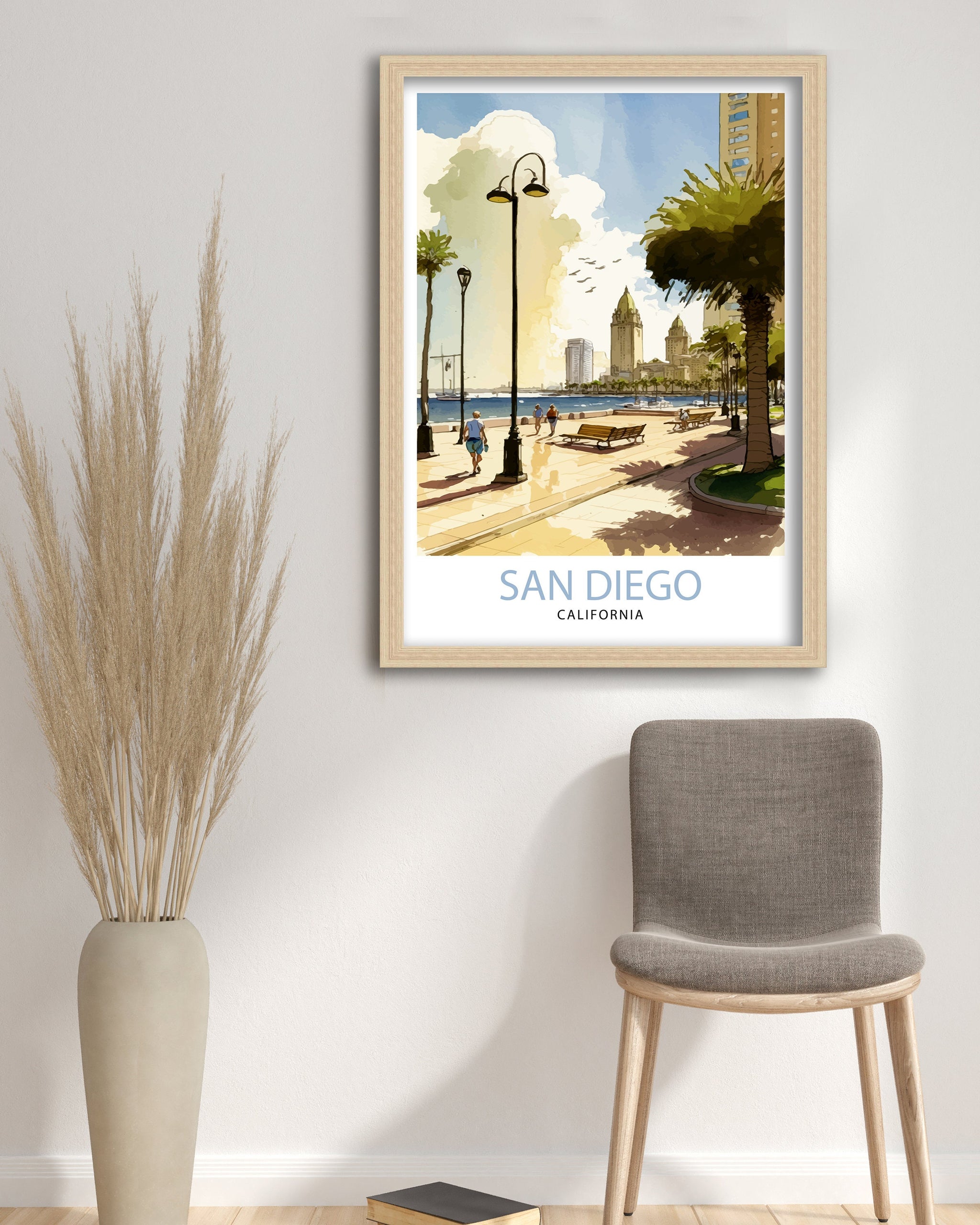 San Diego California Travel Print| San Diego Wall Decor San Diego Home Living Decor San Diego Illustration San Diego Travel Poster Gift