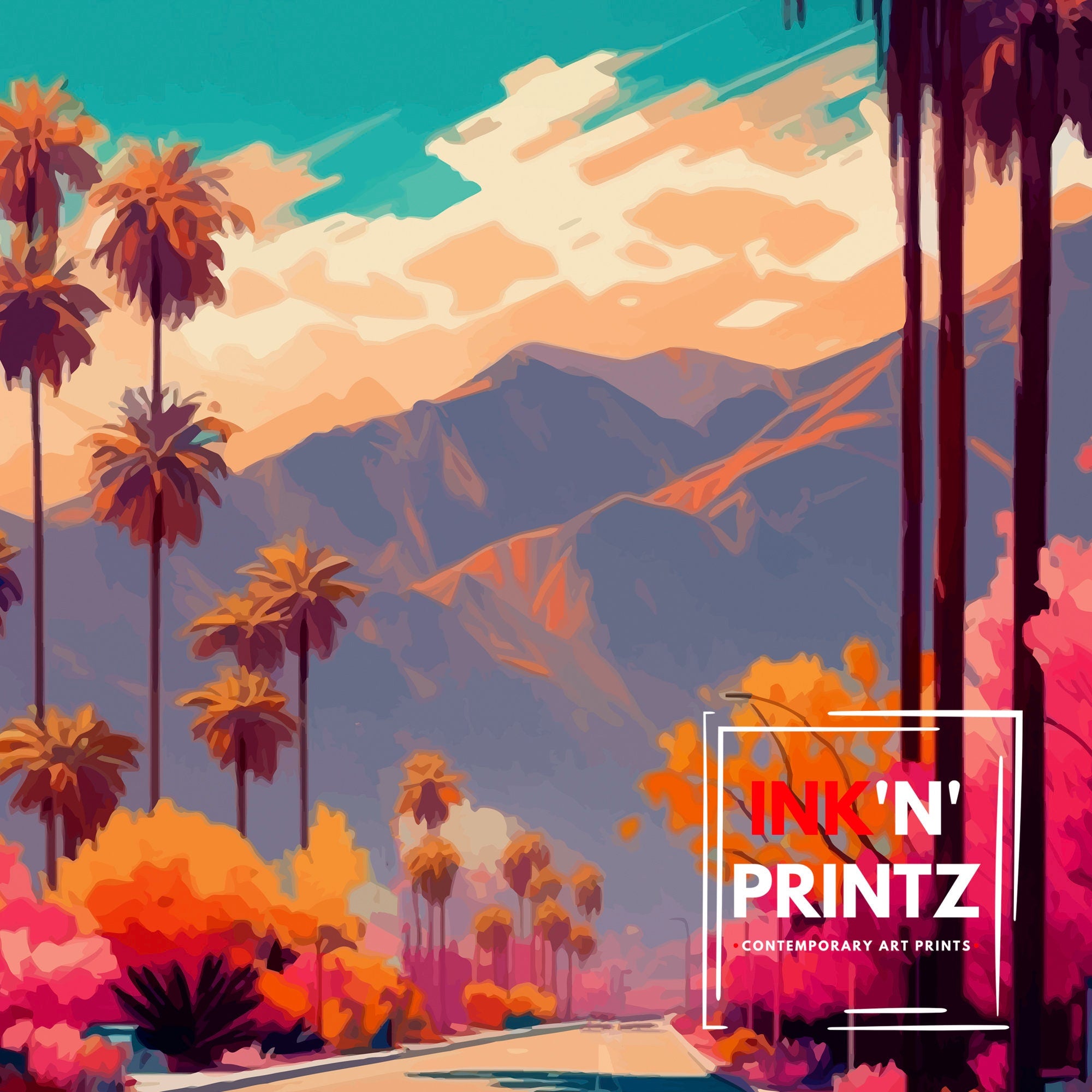 Palm Springs California Travel Print| Palm Springs Wall Art Palm Springs Home Decor Palm Springs Travel Poster Palm Springs Art Print