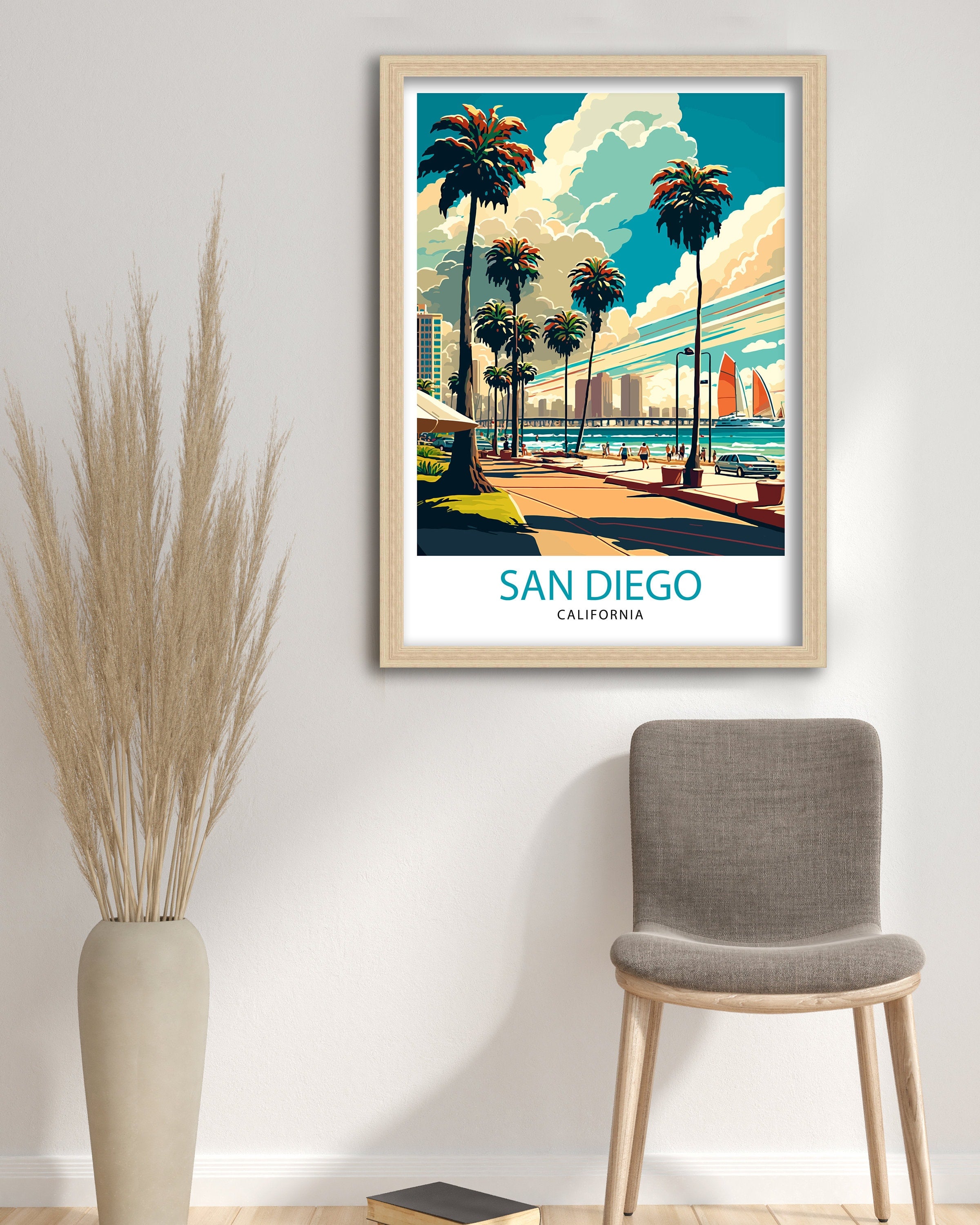 San Diego California Travel Print| San Diego Wall Decor San Diego Home Living Decor San Diego Illustration San Diego Travel Poster Gift