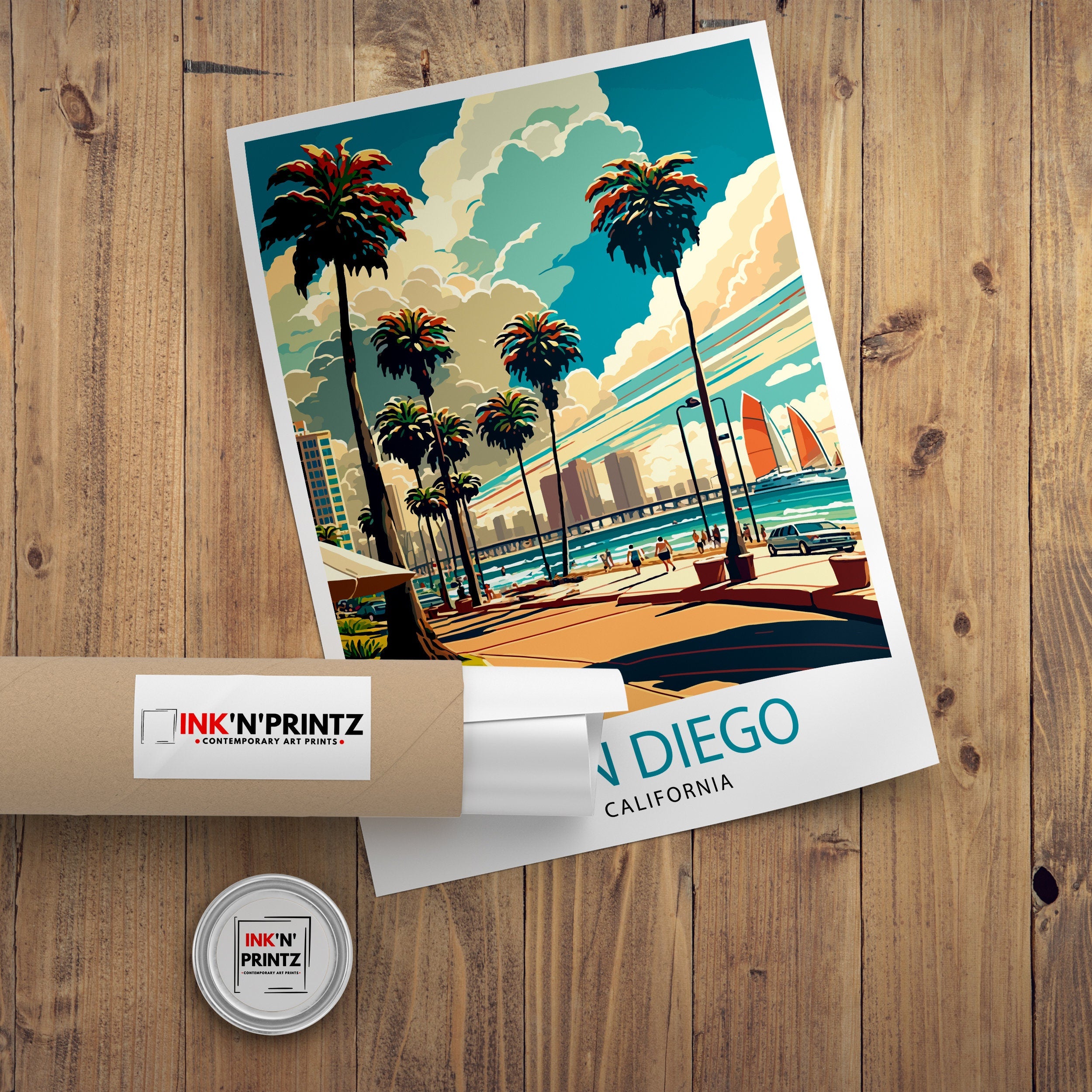 San Diego California Travel Print| San Diego Wall Decor San Diego Home Living Decor San Diego Illustration San Diego Travel Poster Gift