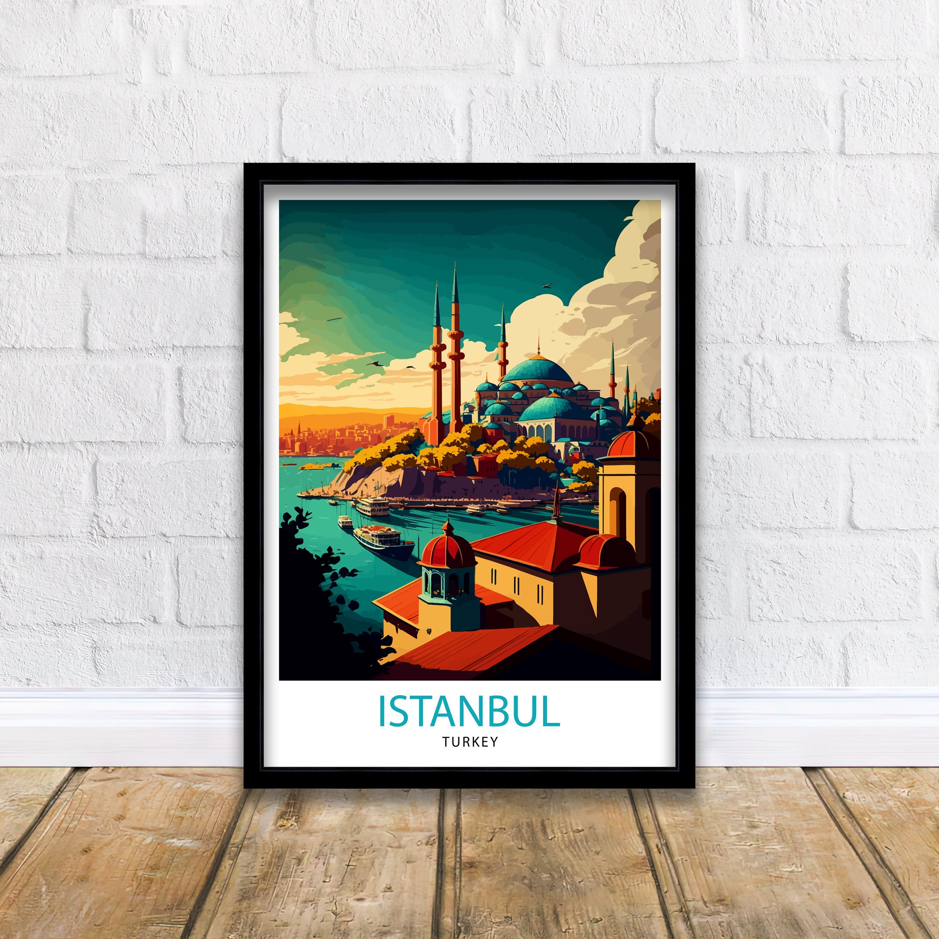 Istanbul Travel Print | Colorful Turkey Illustration, Home Decor