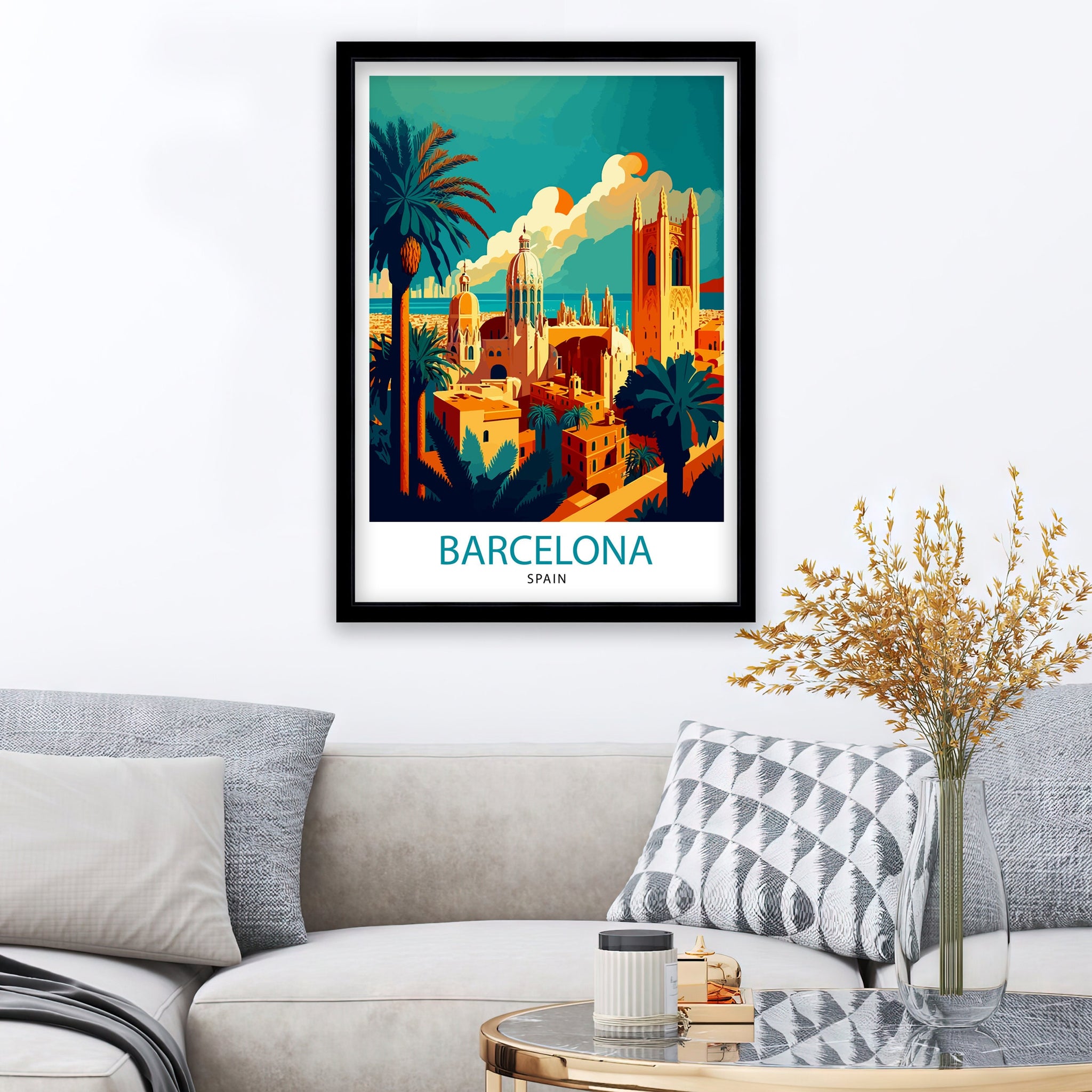 Barcelona Spain Travel Print Barcelona Wall Decor Spain Illustration Travel Poster Barcelona Gift Spain Home Decor