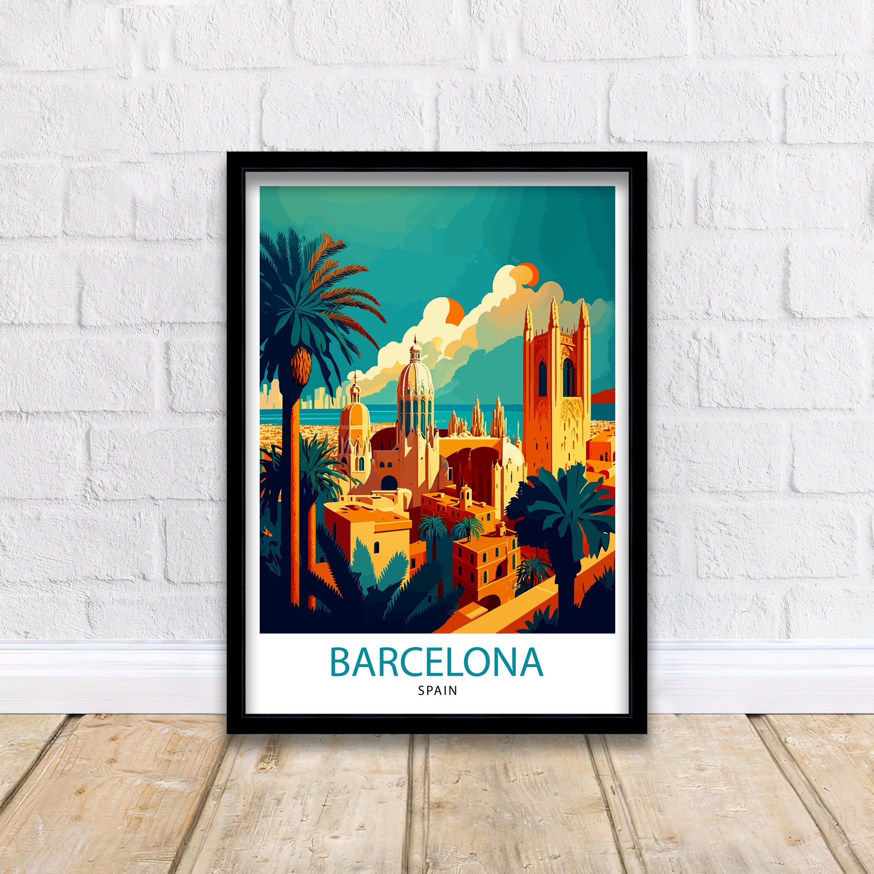 Barcelona Spain Travel Print Barcelona Wall Decor Spain Illustration Travel Poster Barcelona Gift Spain Home Decor