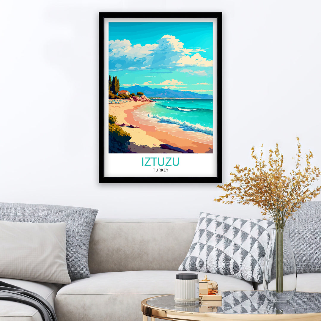 Iztuzu Beach Turkey Travel Poster Iztuzu Beach Wall Art Iztuzu Beach Home Decor Turkey Illustration Travel Poster Gift Turkey Home Decor