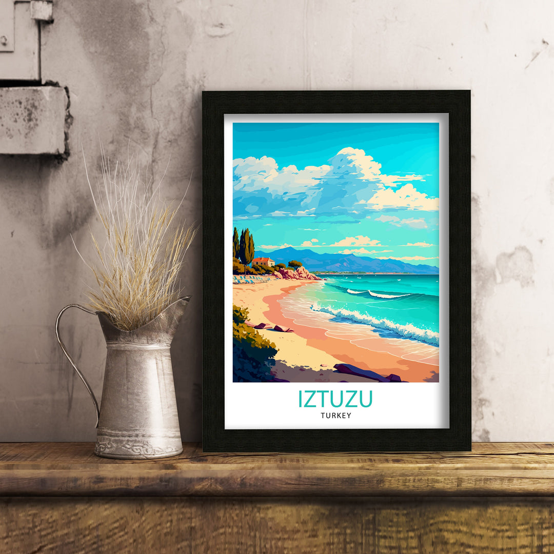 Iztuzu Beach Turkey Travel Poster Iztuzu Beach Wall Art Iztuzu Beach Home Decor Turkey Illustration Travel Poster Gift Turkey Home Decor