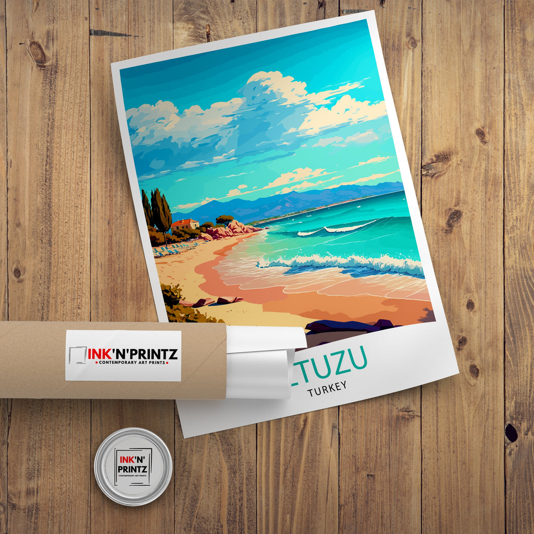 Iztuzu Beach Turkey Travel Poster Iztuzu Beach Wall Art Iztuzu Beach Home Decor Turkey Illustration Travel Poster Gift Turkey Home Decor