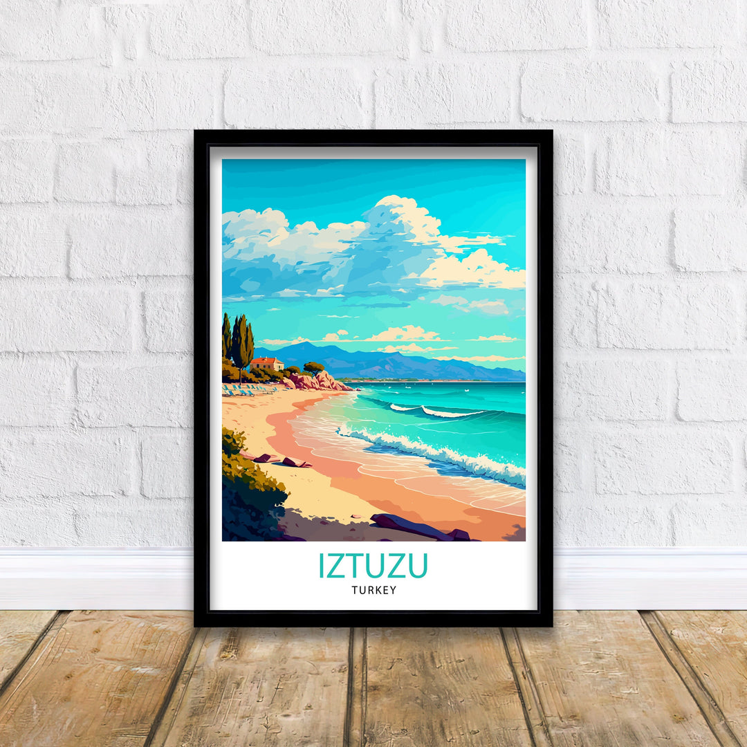 Iztuzu Beach Turkey Travel Poster Iztuzu Beach Wall Art Iztuzu Beach Home Decor Turkey Illustration Travel Poster Gift Turkey Home Decor