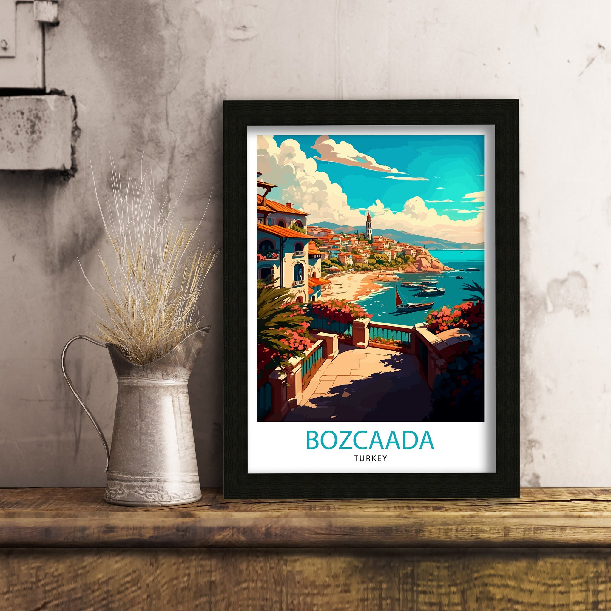 Bozcaada Turkey Travel Print Bozcaada Wall Art Bozcaada Island Illustration Travel Poster Gift, Turkey Home Decor