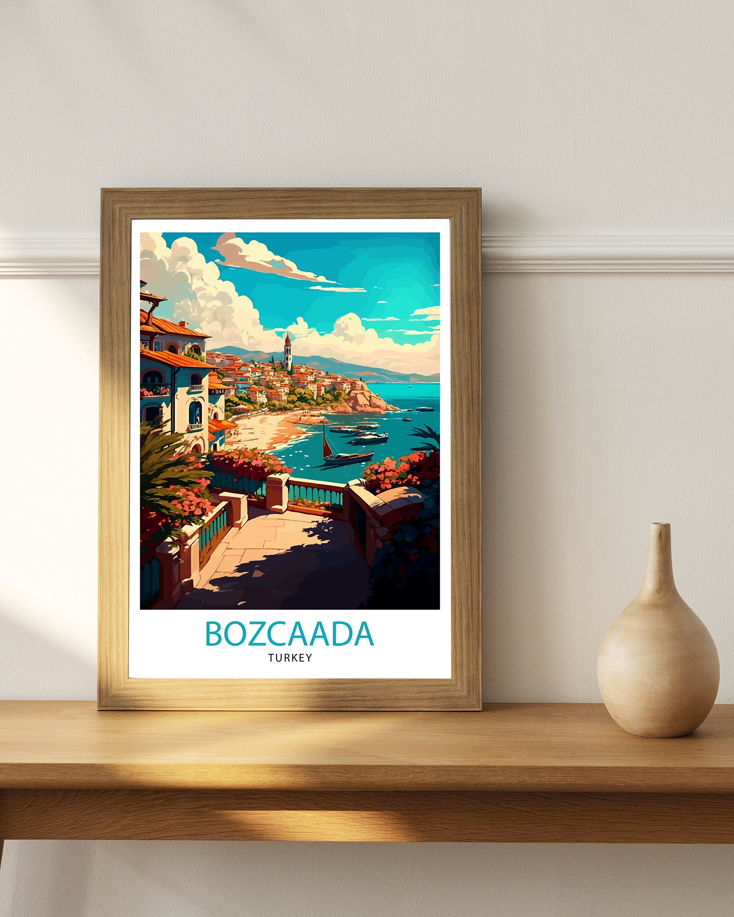 Bozcaada Turkey Travel Print Bozcaada Wall Art Bozcaada Island Illustration Travel Poster Gift, Turkey Home Decor