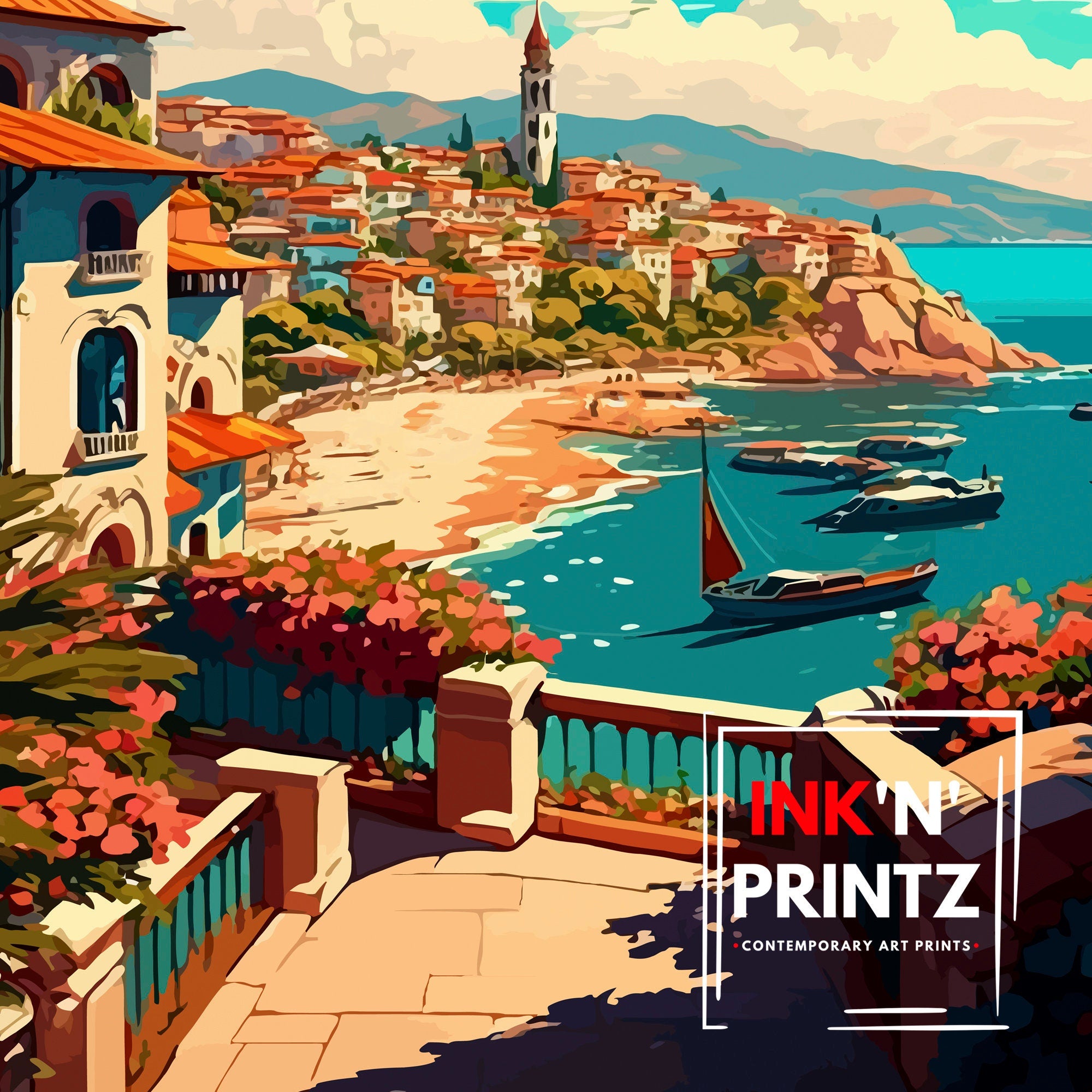 Bozcaada Turkey Travel Print Bozcaada Wall Art Bozcaada Island Illustration Travel Poster Gift, Turkey Home Decor
