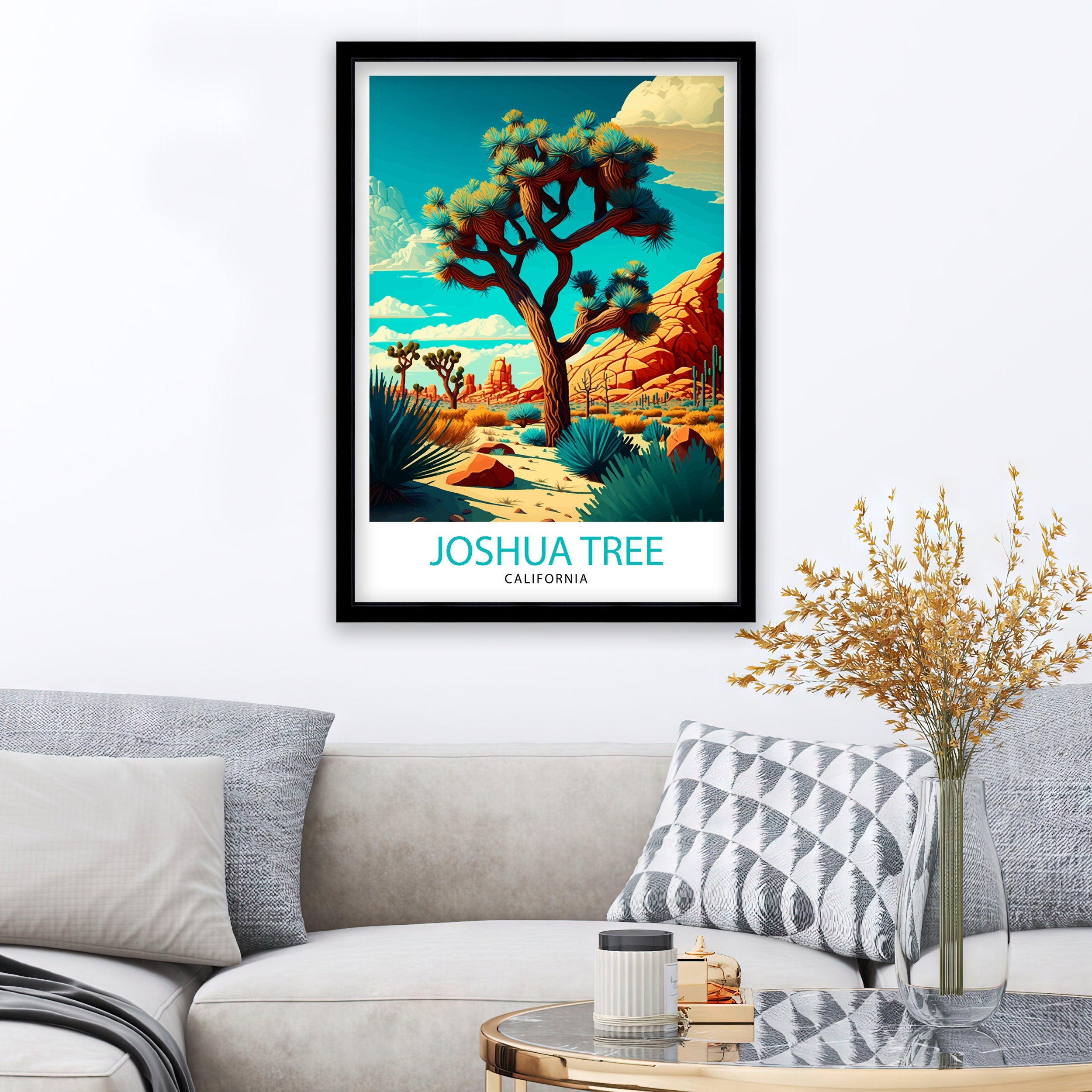 Joshua Tree California Travel Print| Wall Decor Home Living Decor Joshua Tree Illustration Travel Poster Gift For Joshua Tree Enthusiasts