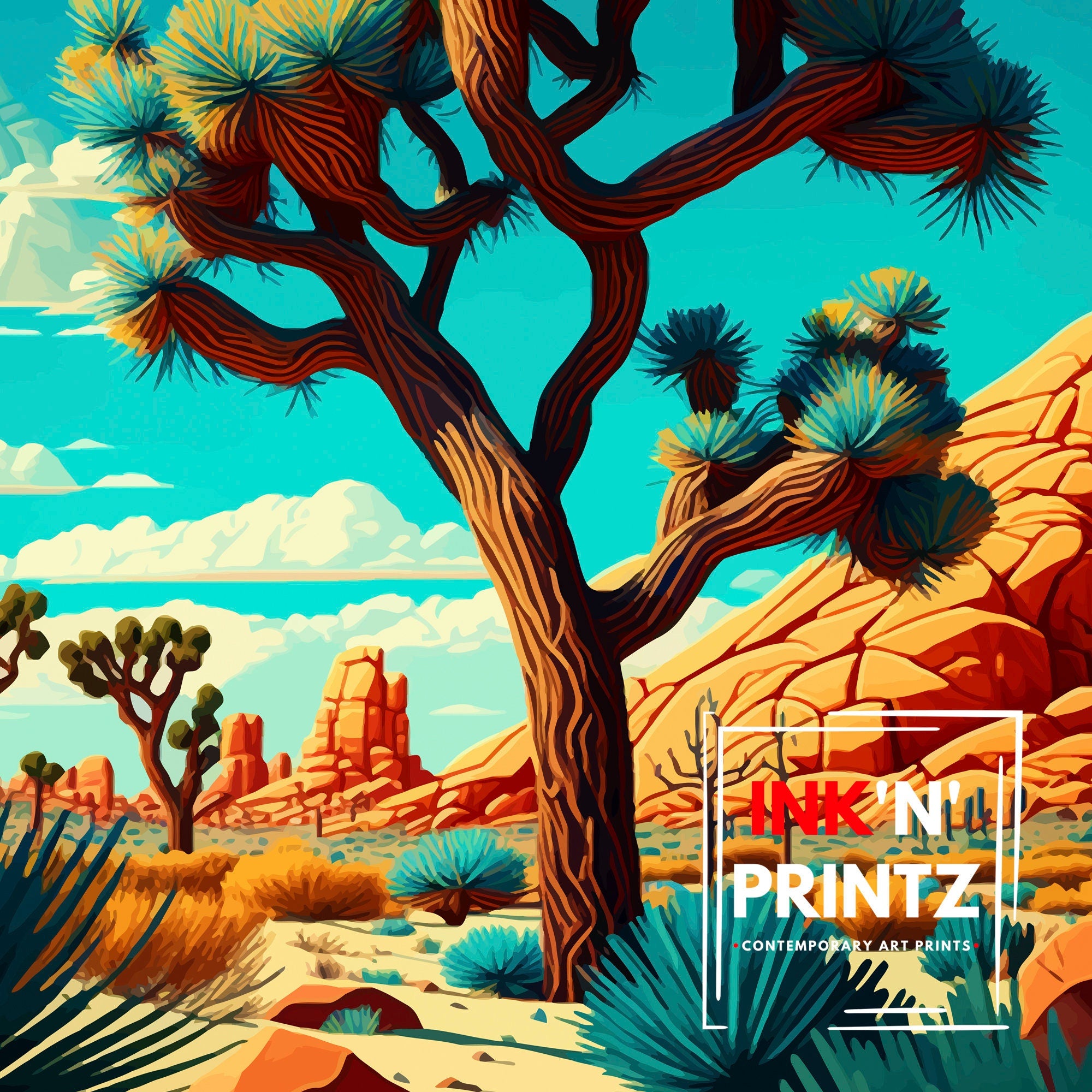 Joshua Tree California Travel Print| Wall Decor Home Living Decor Joshua Tree Illustration Travel Poster Gift For Joshua Tree Enthusiasts