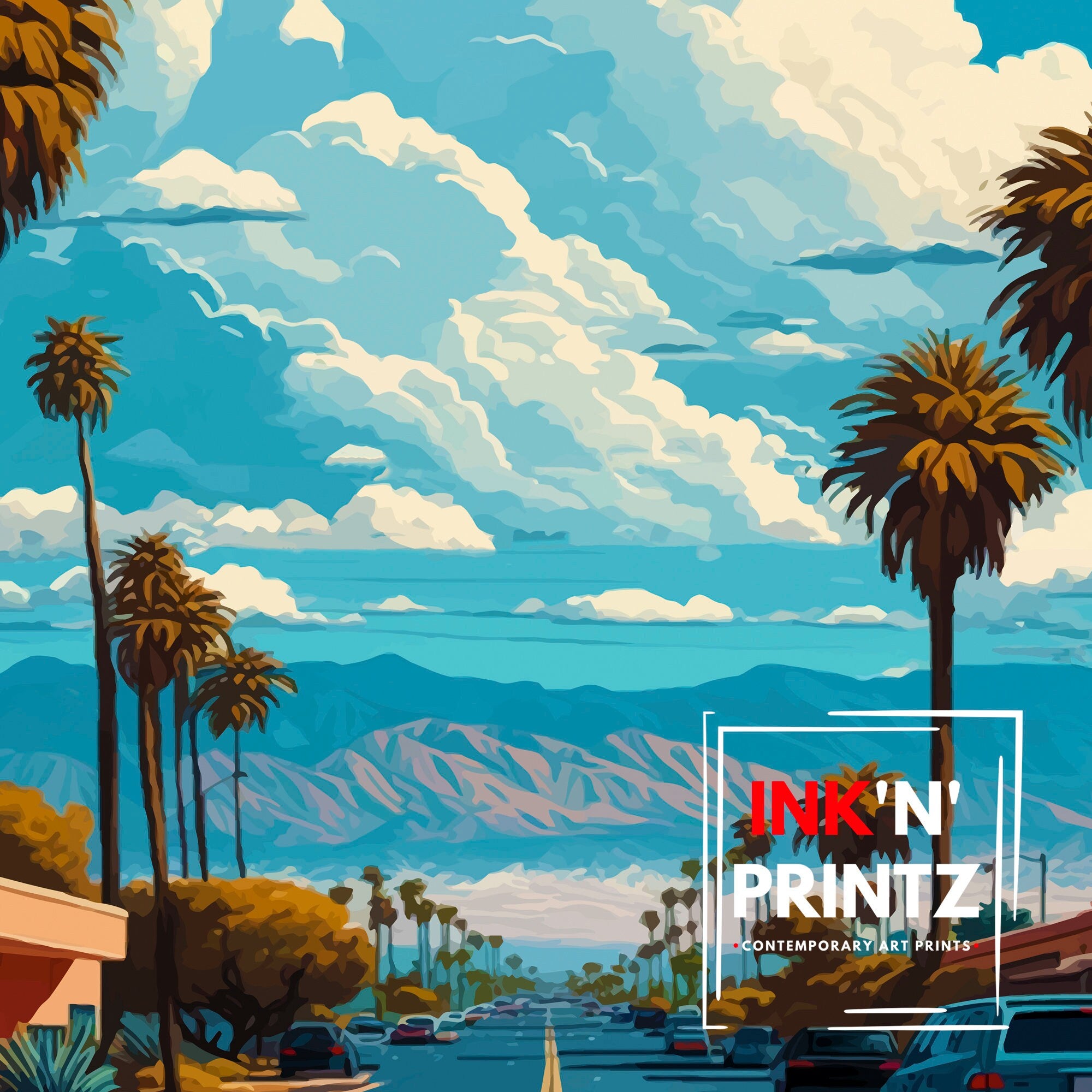 Monterey Park California Travel Print| Monterey Park Wall Art Monterey Park Poster Monterey Park Illustration California Travel Poster