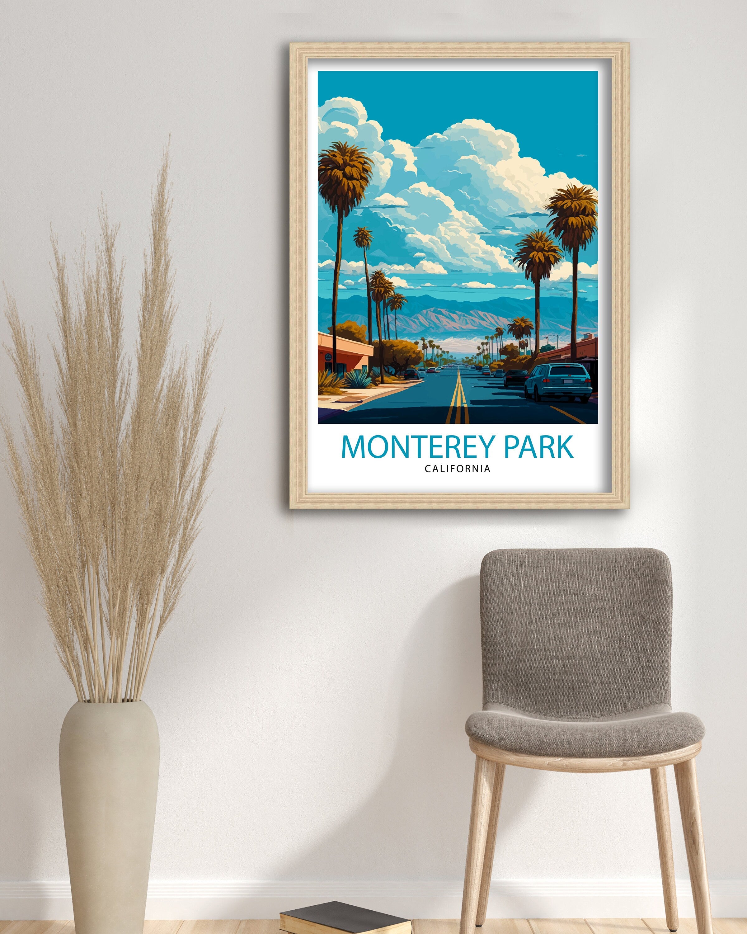 Monterey Park California Travel Print| Monterey Park Wall Art Monterey Park Poster Monterey Park Illustration California Travel Poster