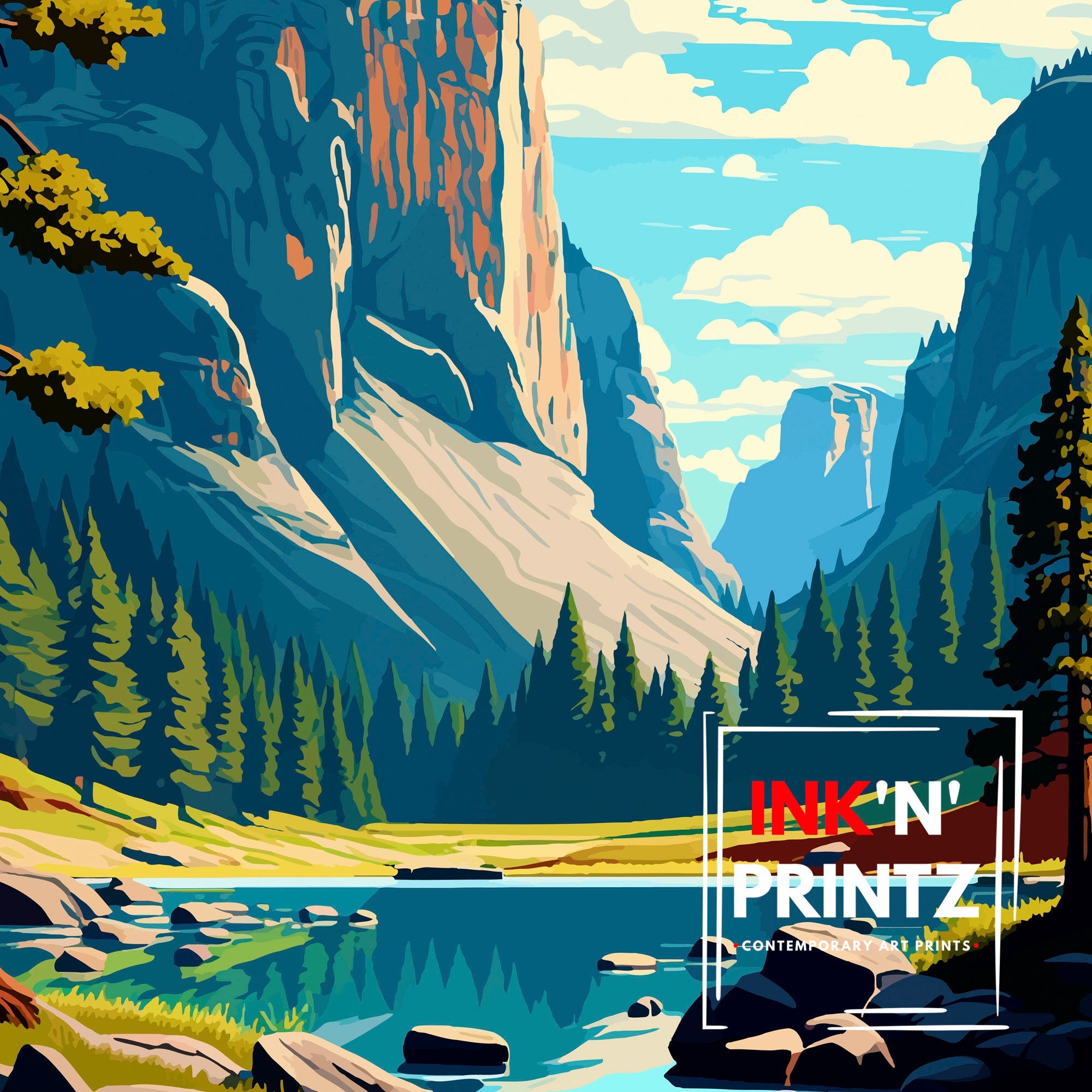 Yosemite National Park Print | Illustrated Travel Poster