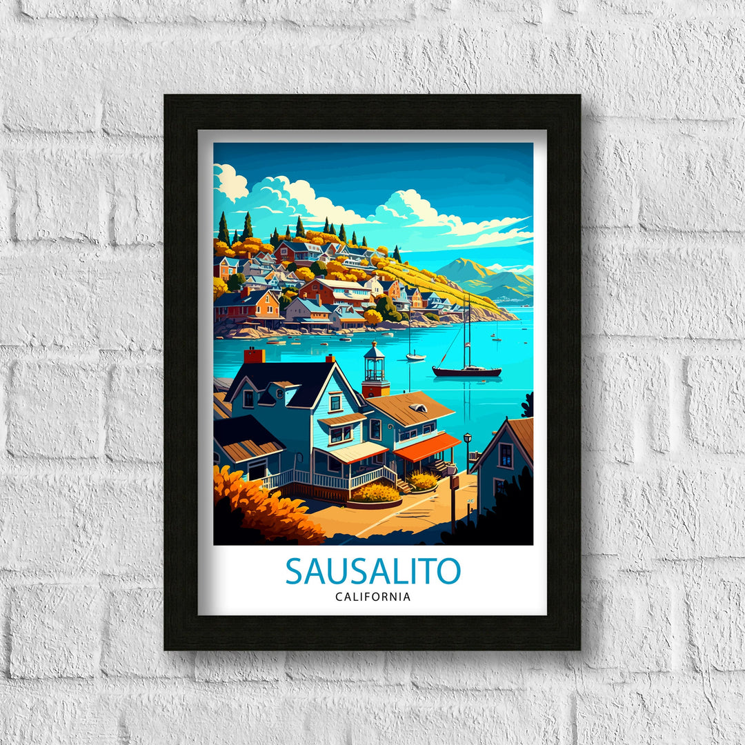 Sausalito California Travel Poster|, Sausalito Wall Art Sausalito Home Decor Sausalito Illustration Travel Poster Gift For Sausalito