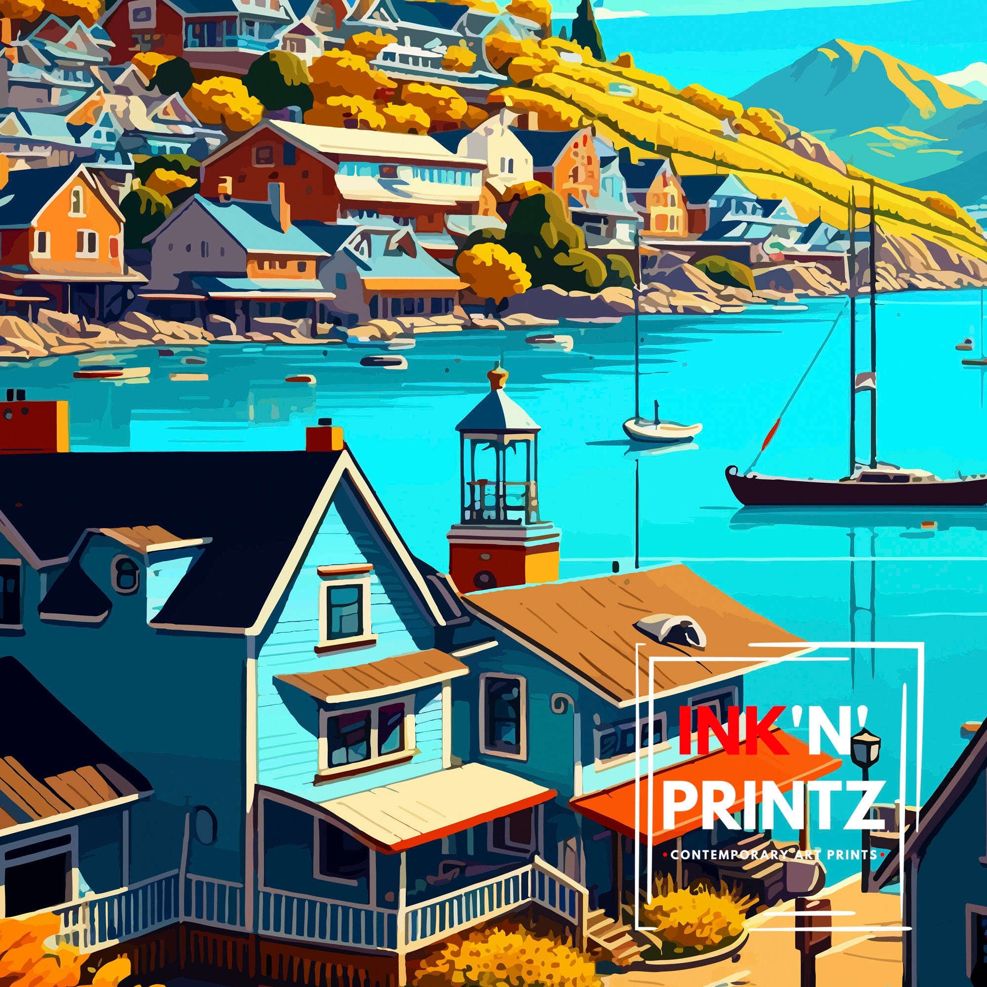 Sausalito California Travel Print|, Sausalito Wall Art Sausalito Home Decor Sausalito Illustration Travel Poster Gift For Sausalito