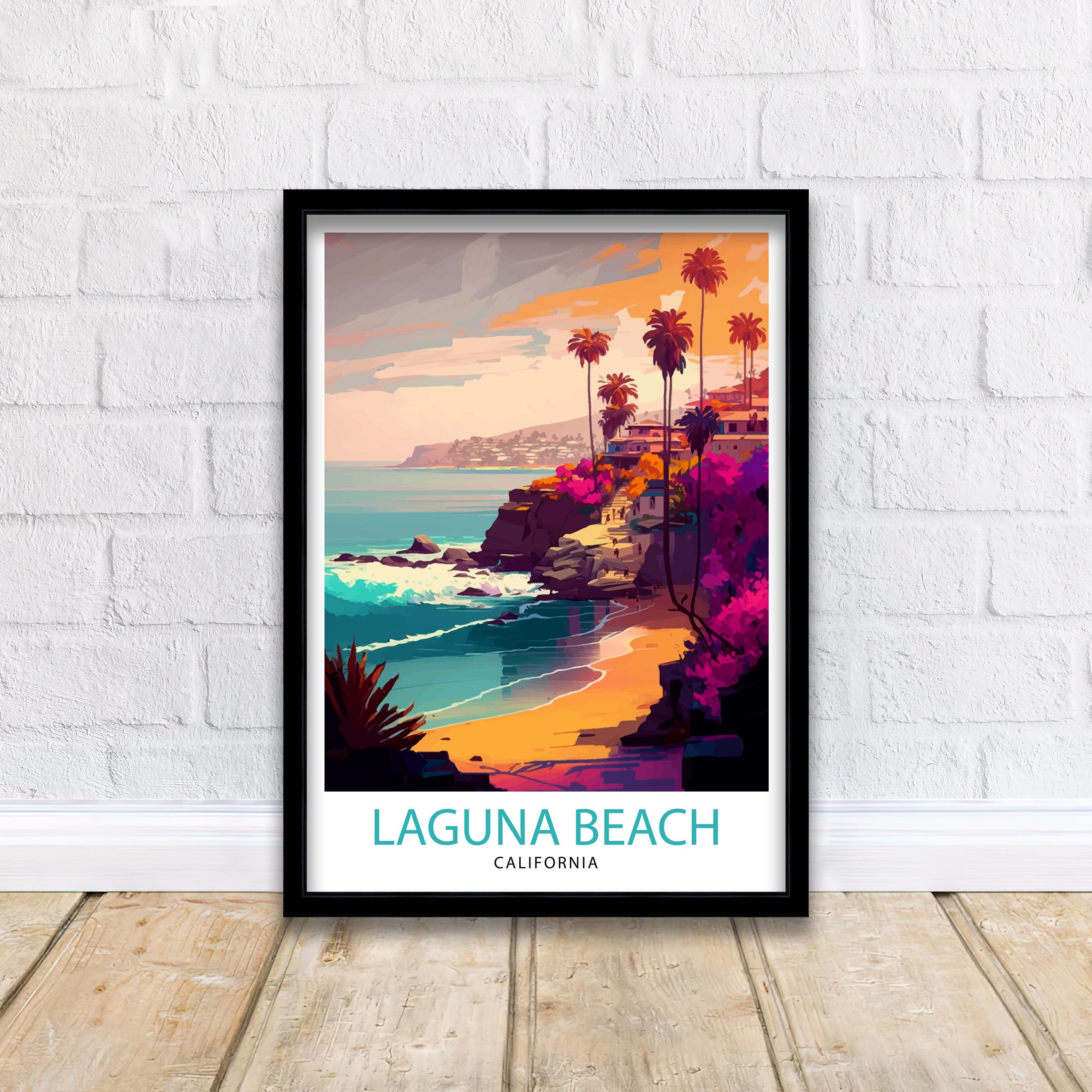 Laguna Beach California Travel Print| Laguna Beach Wall Decor Laguna Beach Home Living Decor Laguna Beach Illustration Travel Poster Gift