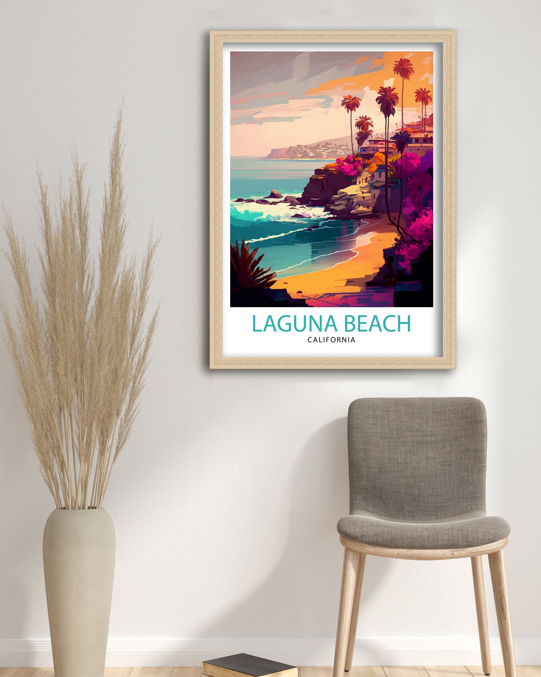 Laguna Beach California Travel Print| Laguna Beach Wall Decor Laguna Beach Home Living Decor Laguna Beach Illustration Travel Poster Gift
