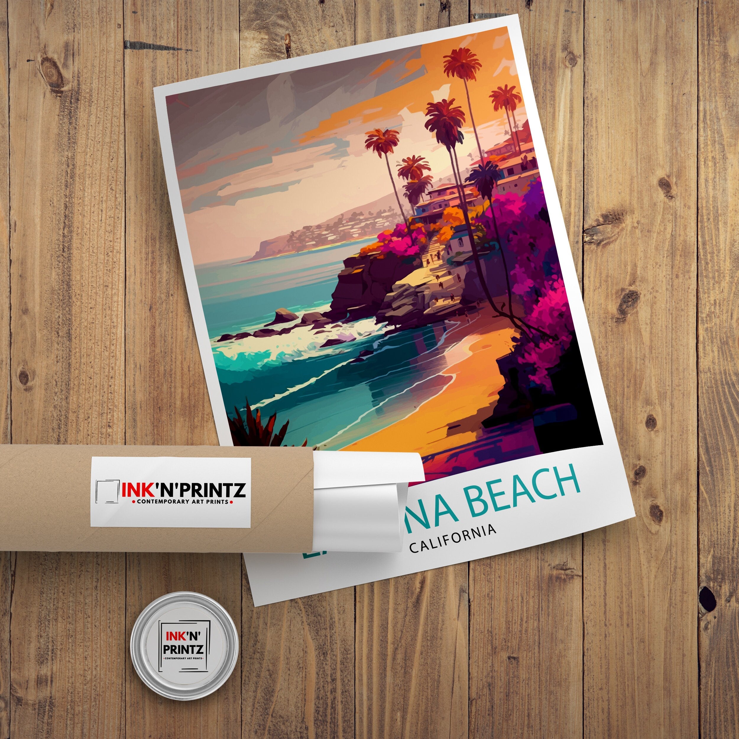 Laguna Beach California Travel Print| Laguna Beach Wall Decor Laguna Beach Home Living Decor Laguna Beach Illustration Travel Poster Gift