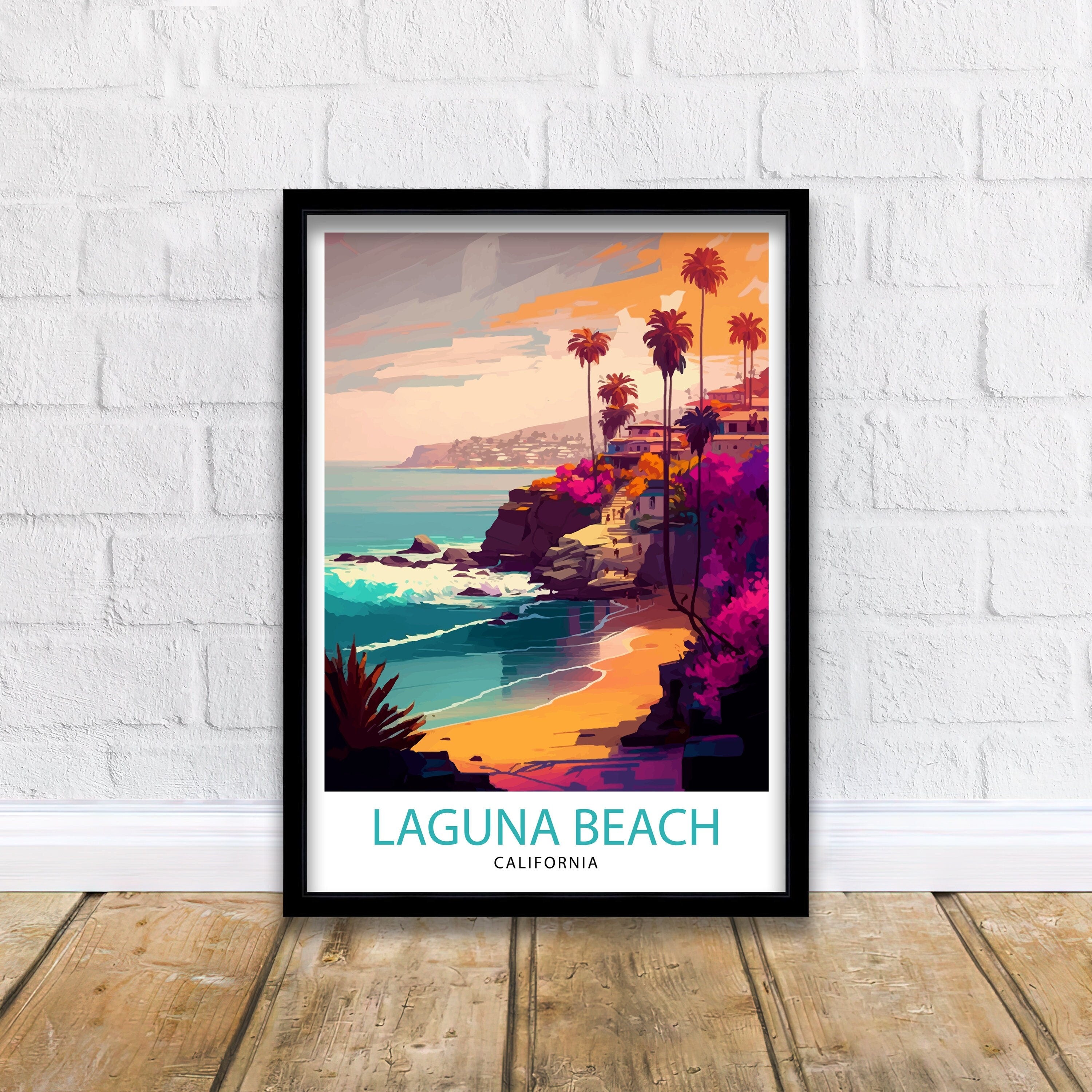Laguna Beach California Travel Print| Laguna Beach Wall Decor Laguna Beach Home Living Decor Laguna Beach Illustration Travel Poster Gift