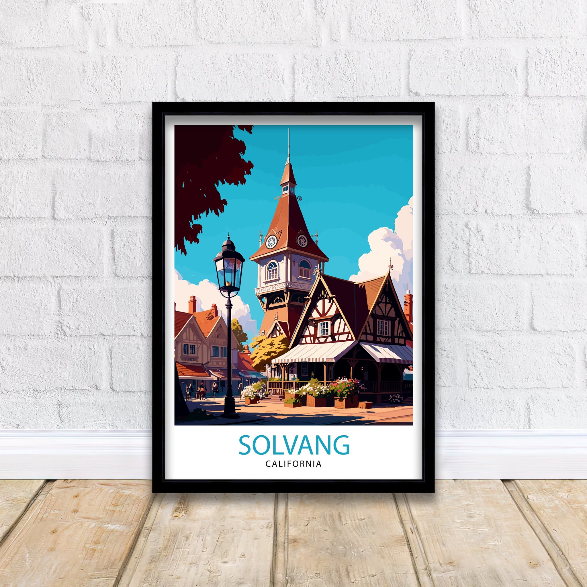 Solvang California Travel Print|, Solvang Wall Art, Solvang Poster, California Travel Print, Solvang Illustration, Solvang Gift