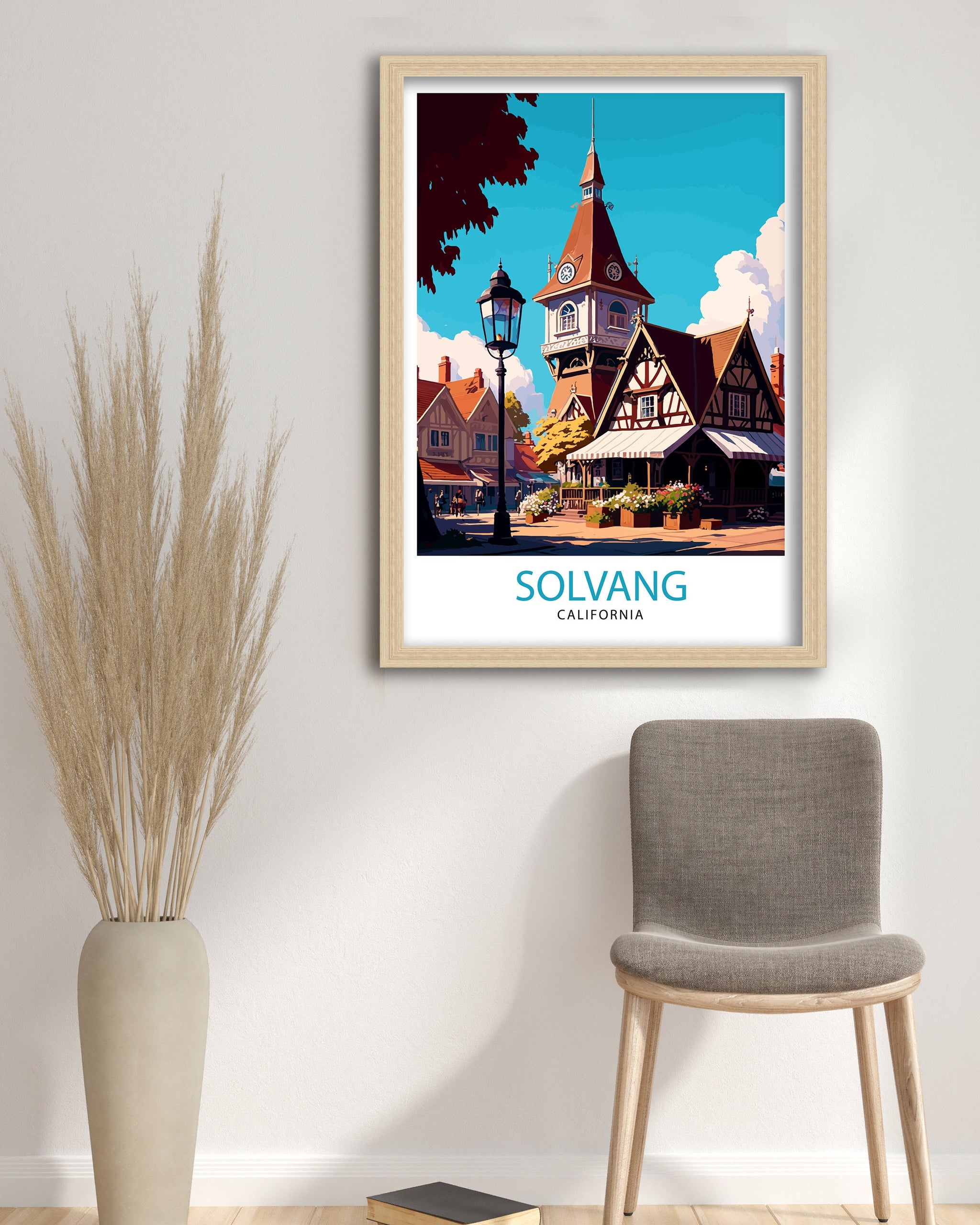 Solvang California Travel Print|, Solvang Wall Art, Solvang Poster, California Travel Print, Solvang Illustration, Solvang Gift