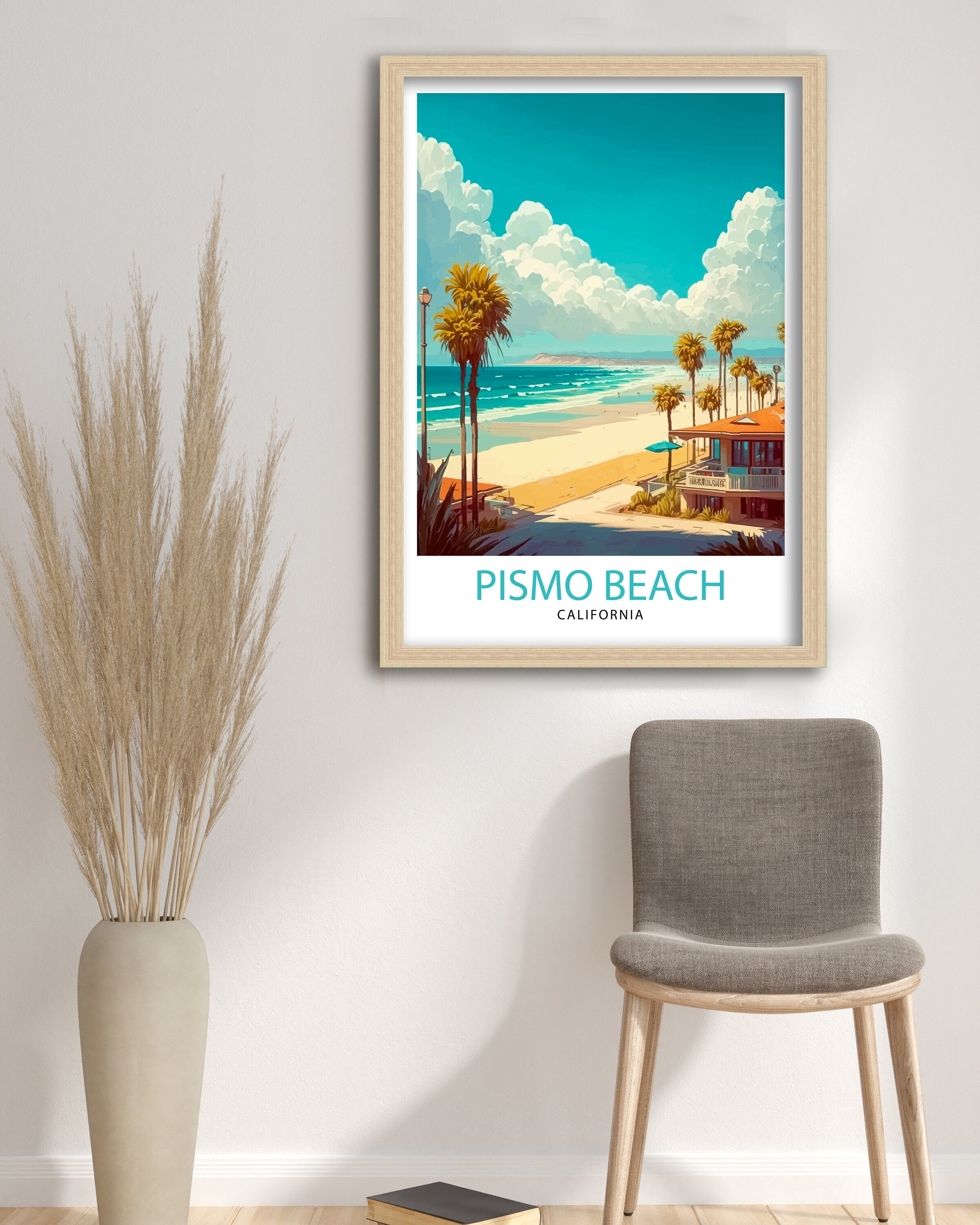 Pismo Beach California Travel Print| Pismo Beach Wall Art Pismo Beach Home Decor California Coastal Art Travel Poster Gift