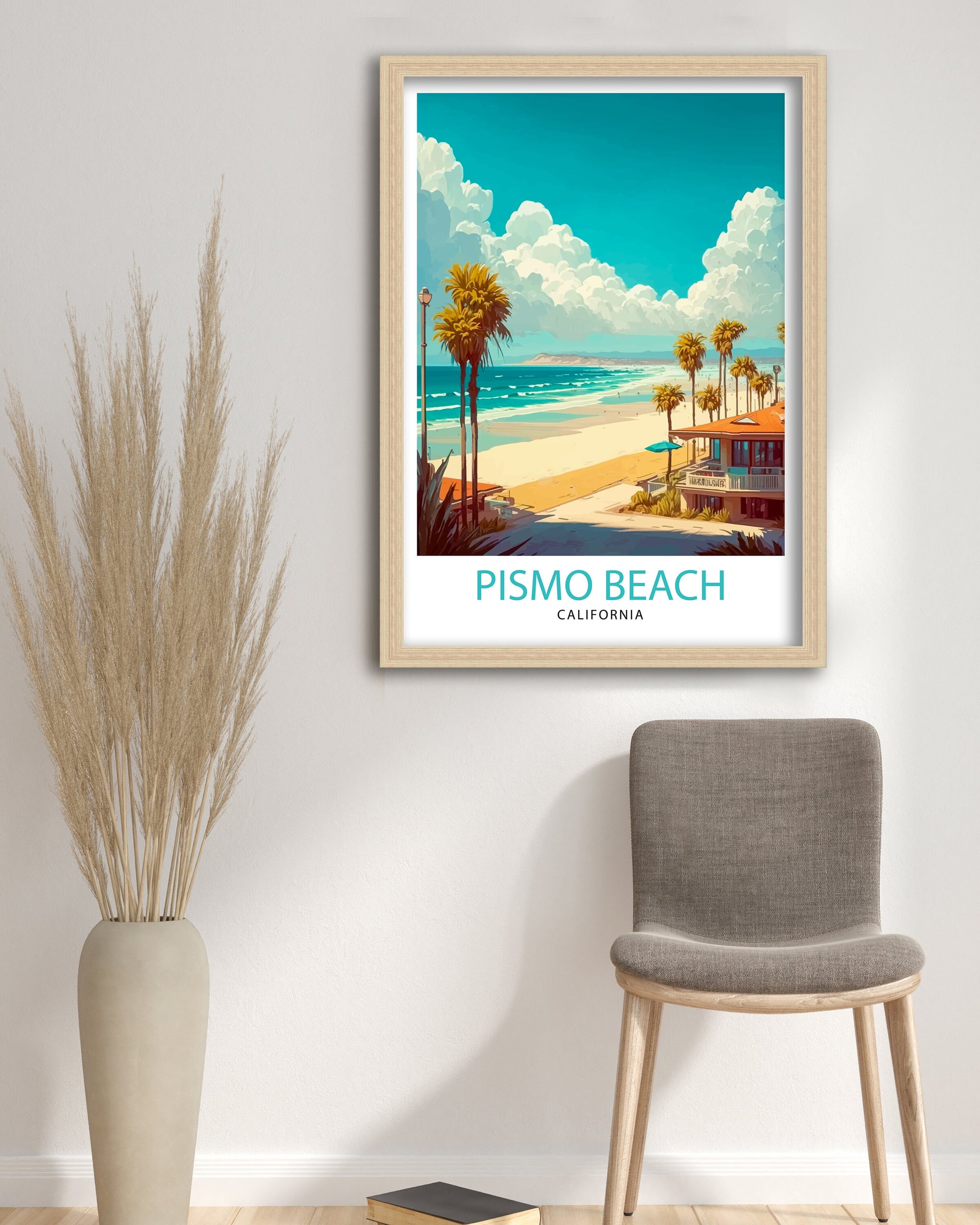 Pismo Beach California Travel Print| Pismo Beach Wall Art Pismo Beach Home Decor California Coastal Art Travel Poster Gift
