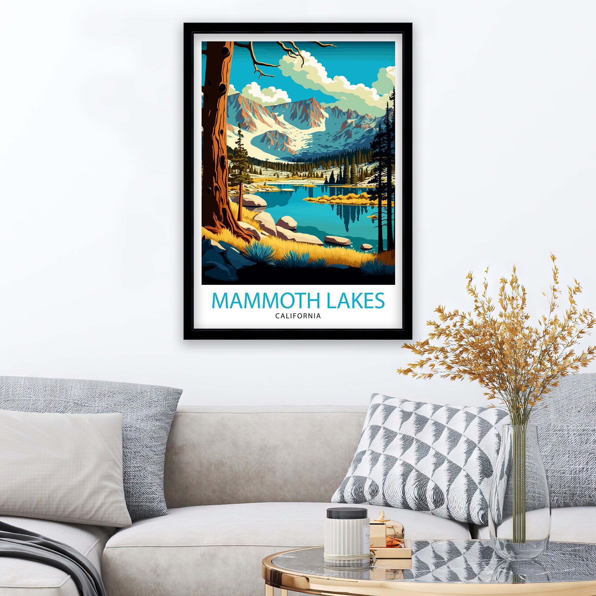 Mammoth Lakes California Travel Print| Wall Decor, Home Living Decor Mammoth Lakes Illustration,Travel Poster Gift For Mammoth Lakes