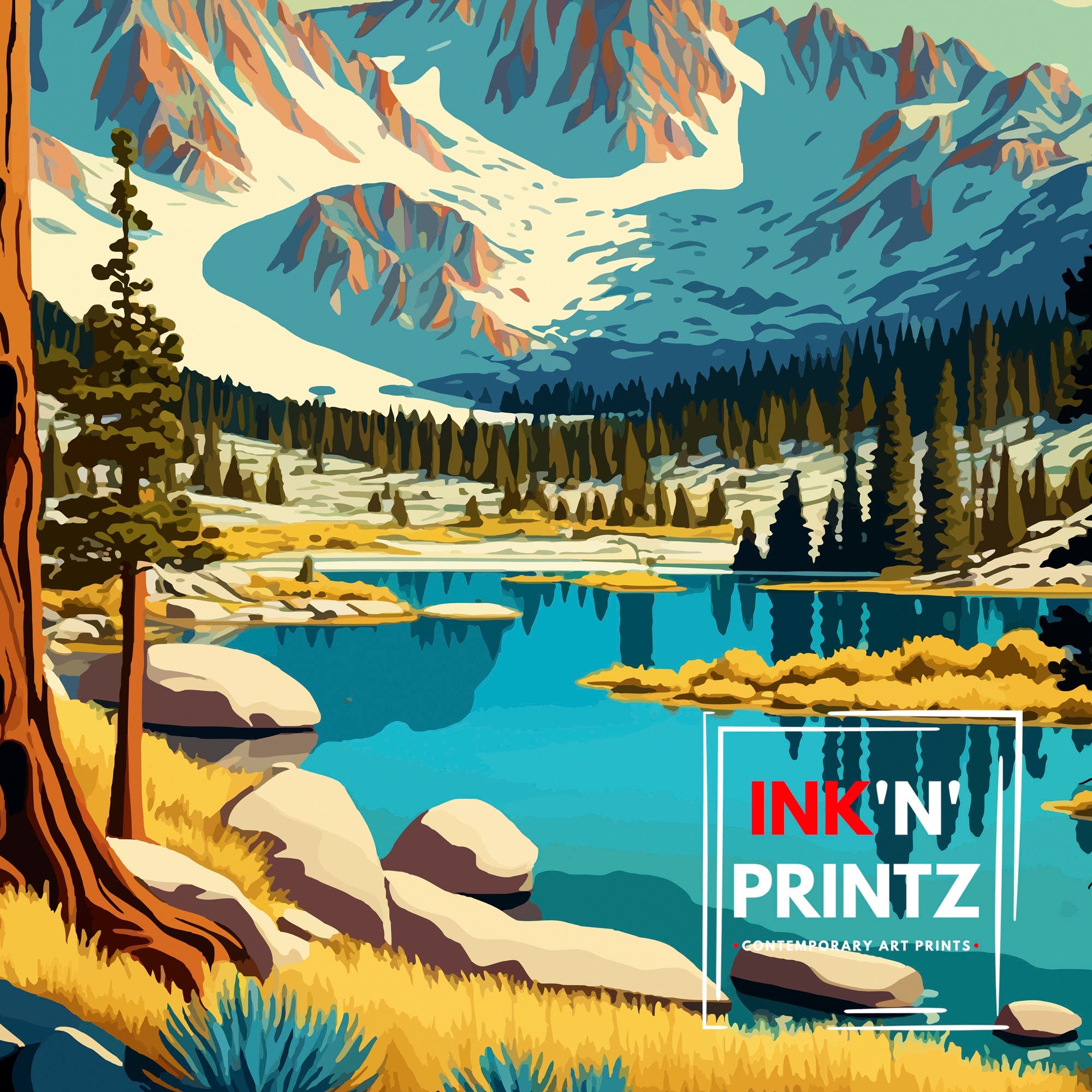 Mammoth Lakes California Travel Print| Wall Decor, Home Living Decor Mammoth Lakes Illustration,Travel Poster Gift For Mammoth Lakes