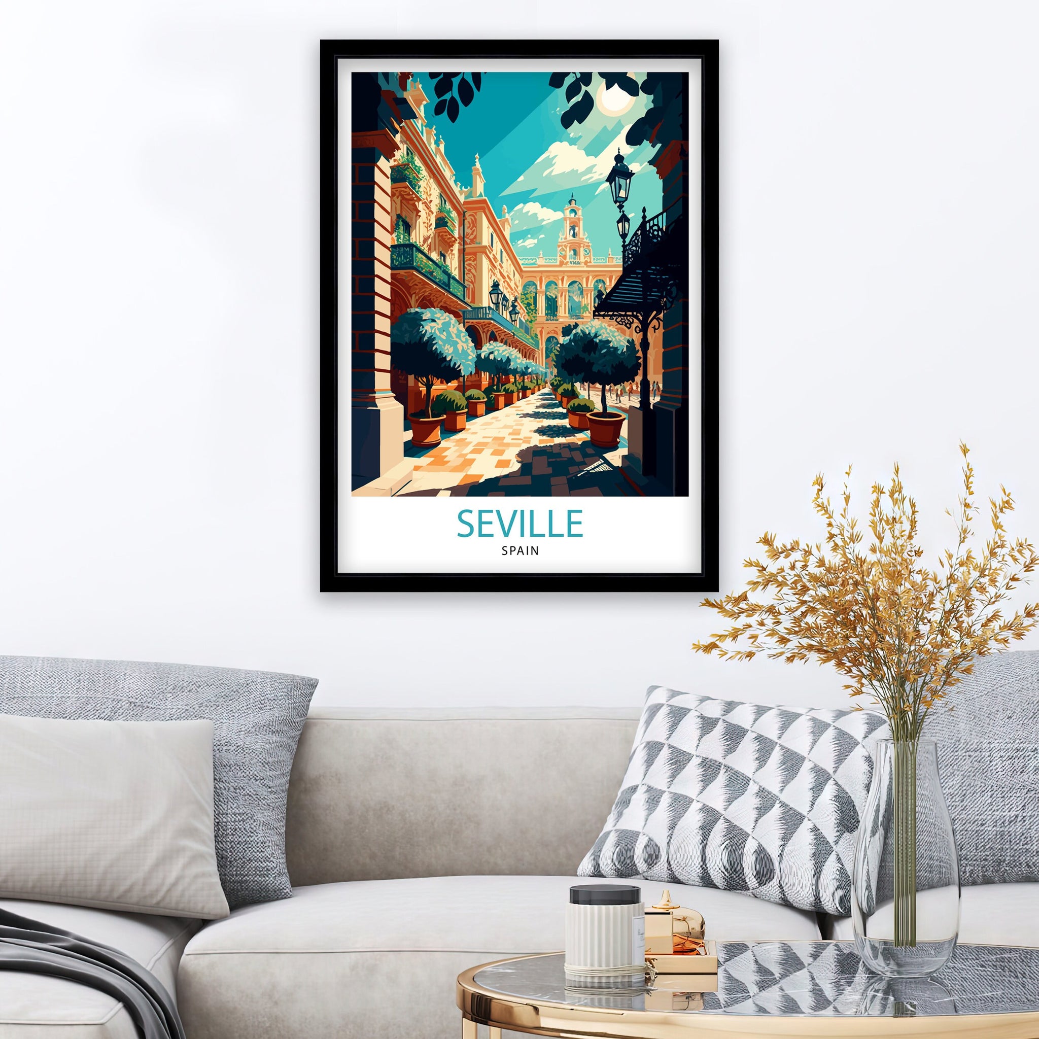 Seville Spain Travel Print Seville Wall Art Seville Home Decor Seville Travel Poster Seville Spain Illustration Gift For Seville Spain