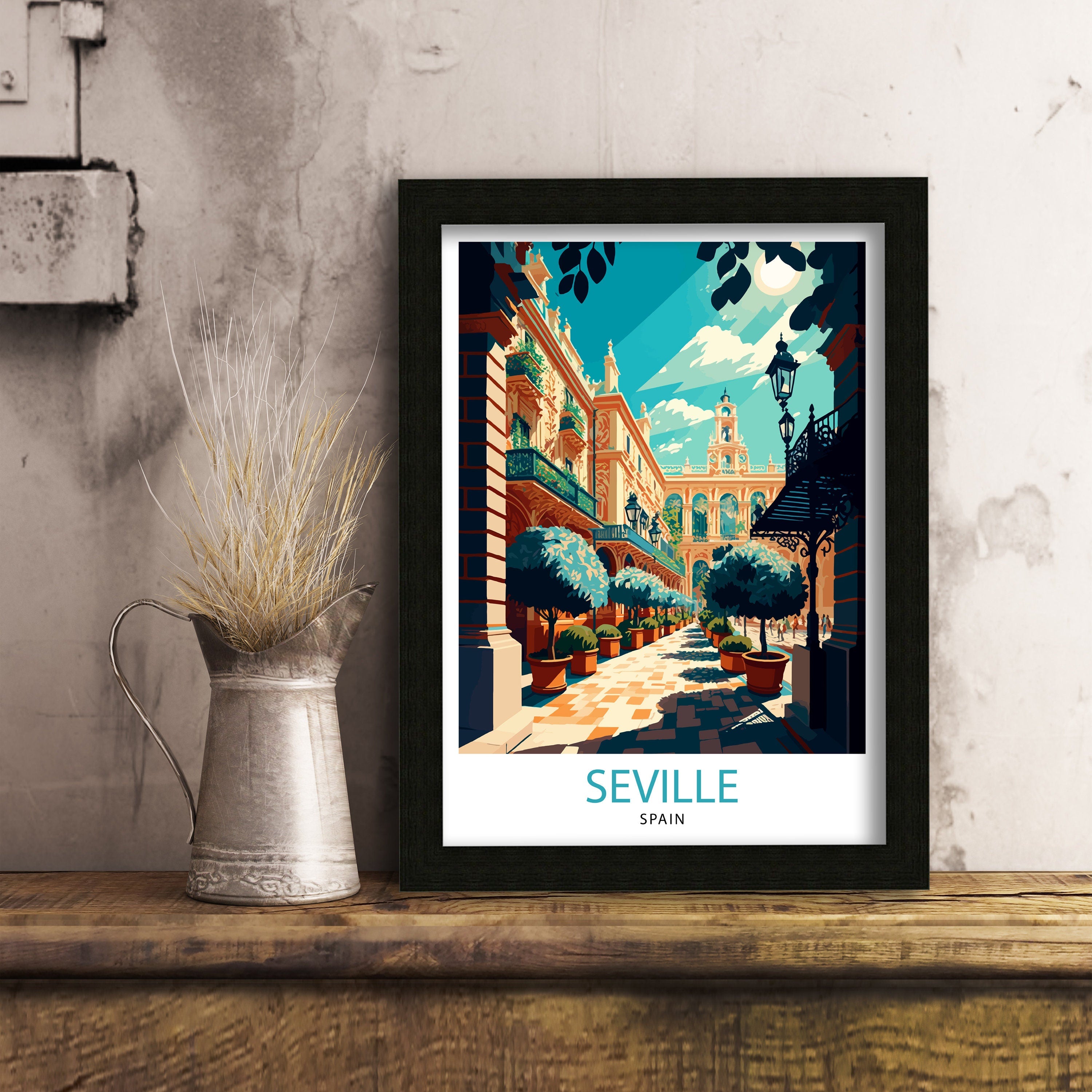 Seville Spain Travel Print Seville Wall Art Seville Home Decor Seville Travel Poster Seville Spain Illustration Gift For Seville Spain