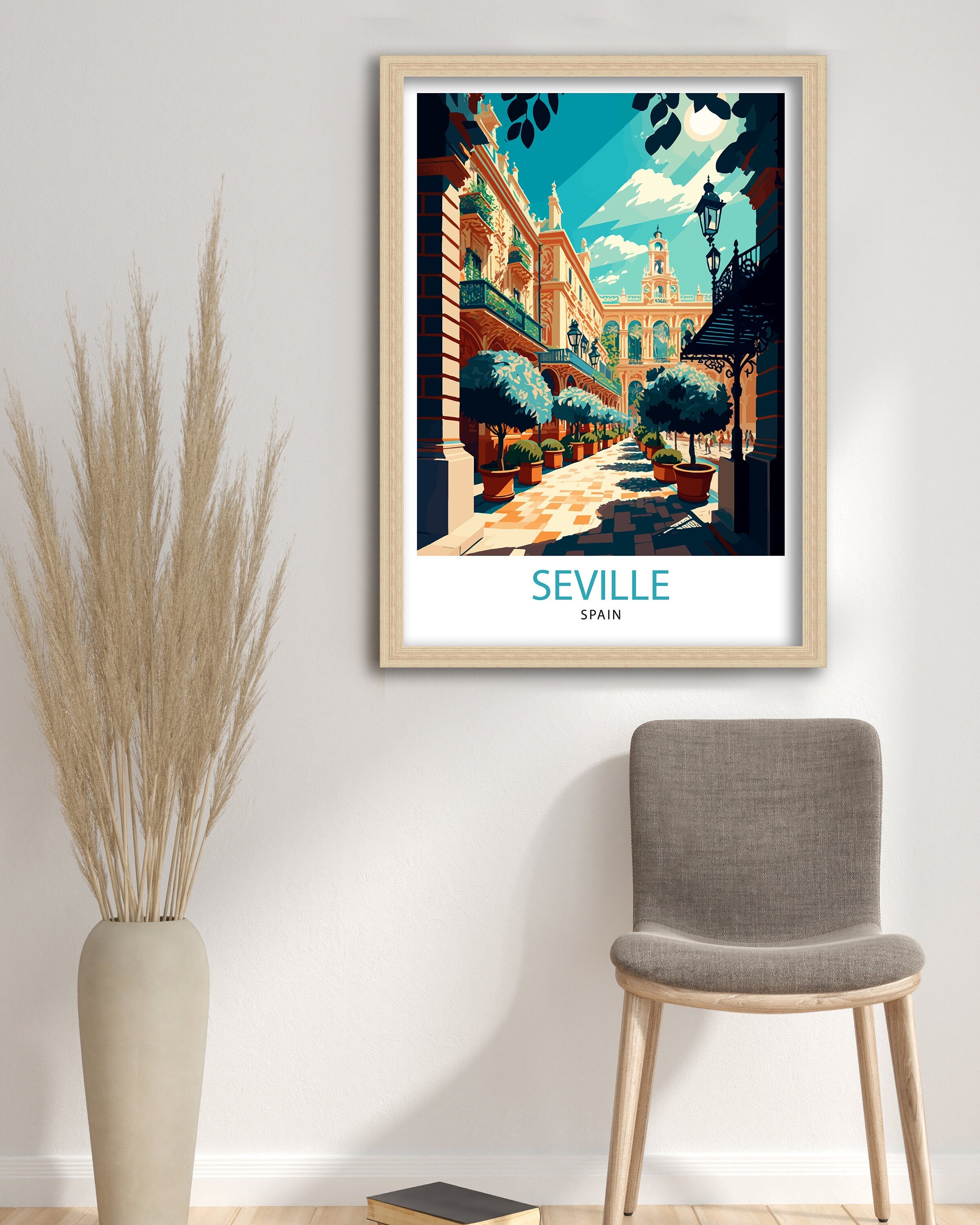 Seville Spain Travel Print Seville Wall Art Seville Home Decor Seville Travel Poster Seville Spain Illustration Gift For Seville Spain