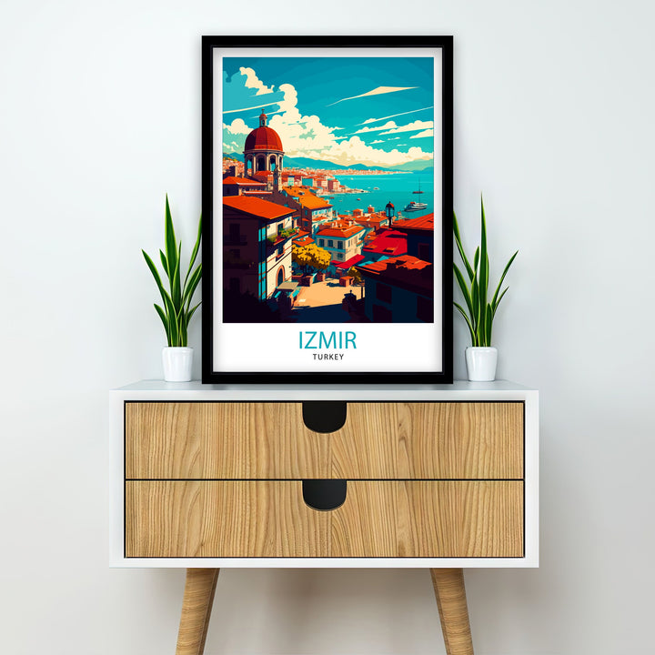 Izmir Turkey Travel Poster Izmir Wall Art Turkey Illustration Travel Poster Izmir Home Decor Gift For Travelers