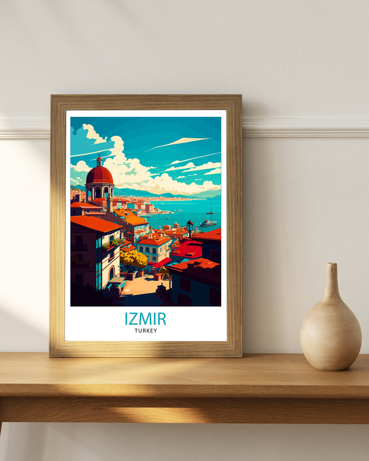 Izmir Turkey Travel Poster Izmir Wall Art Turkey Illustration Travel Poster Izmir Home Decor Gift For Travelers