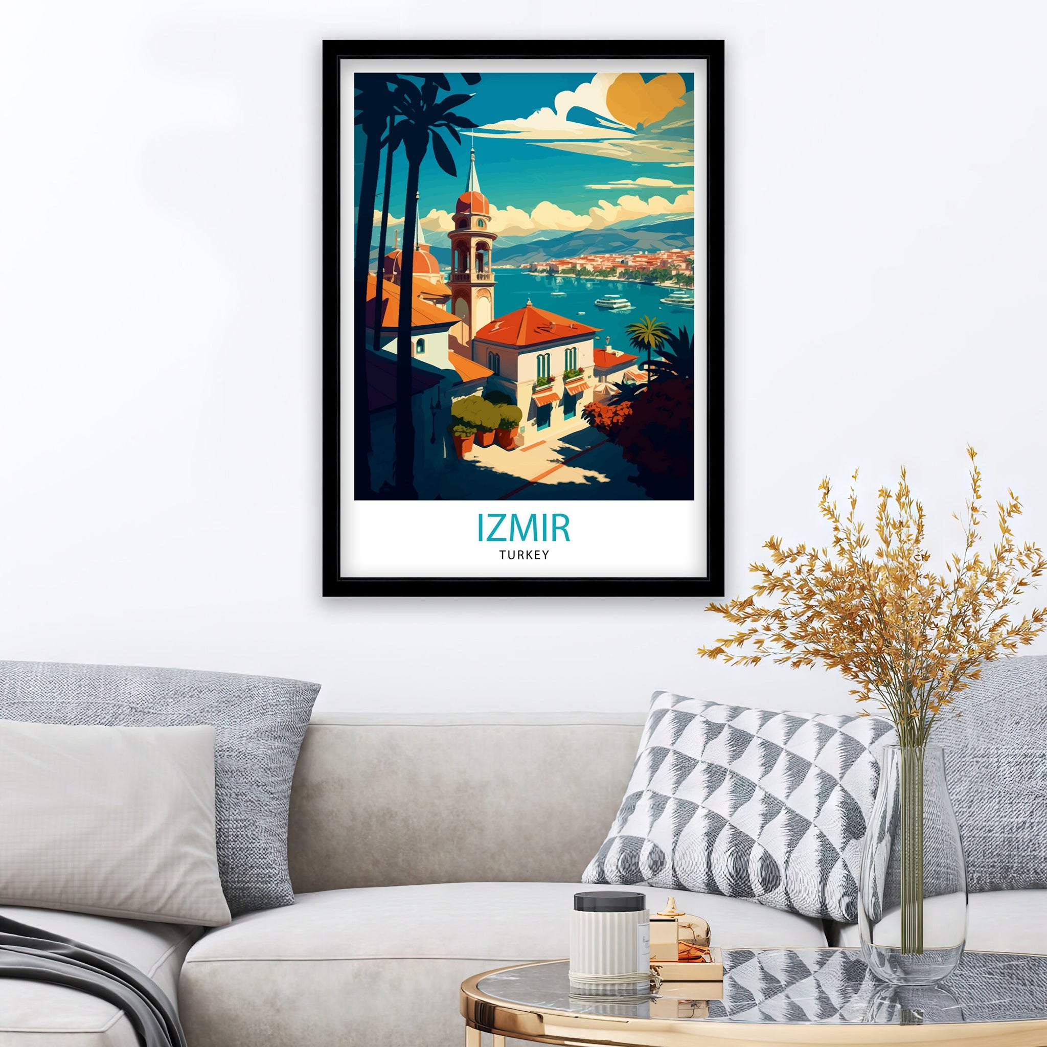 Izmir Turkey Travel Poster, Coastal City Art Print
