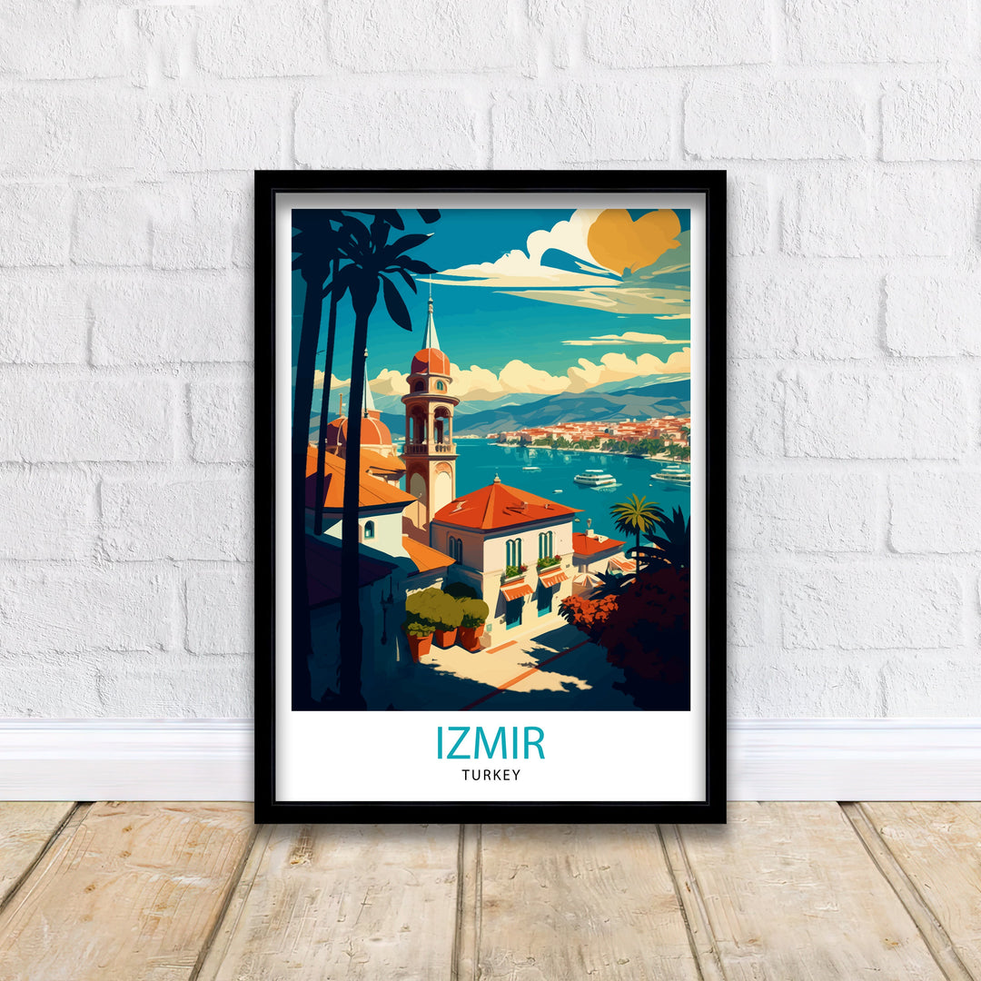 Izmir Turkey Travel Poster Izmir Wall Art Turkey Illustration Travel Poster Izmir Home Decor Gift For Travelers