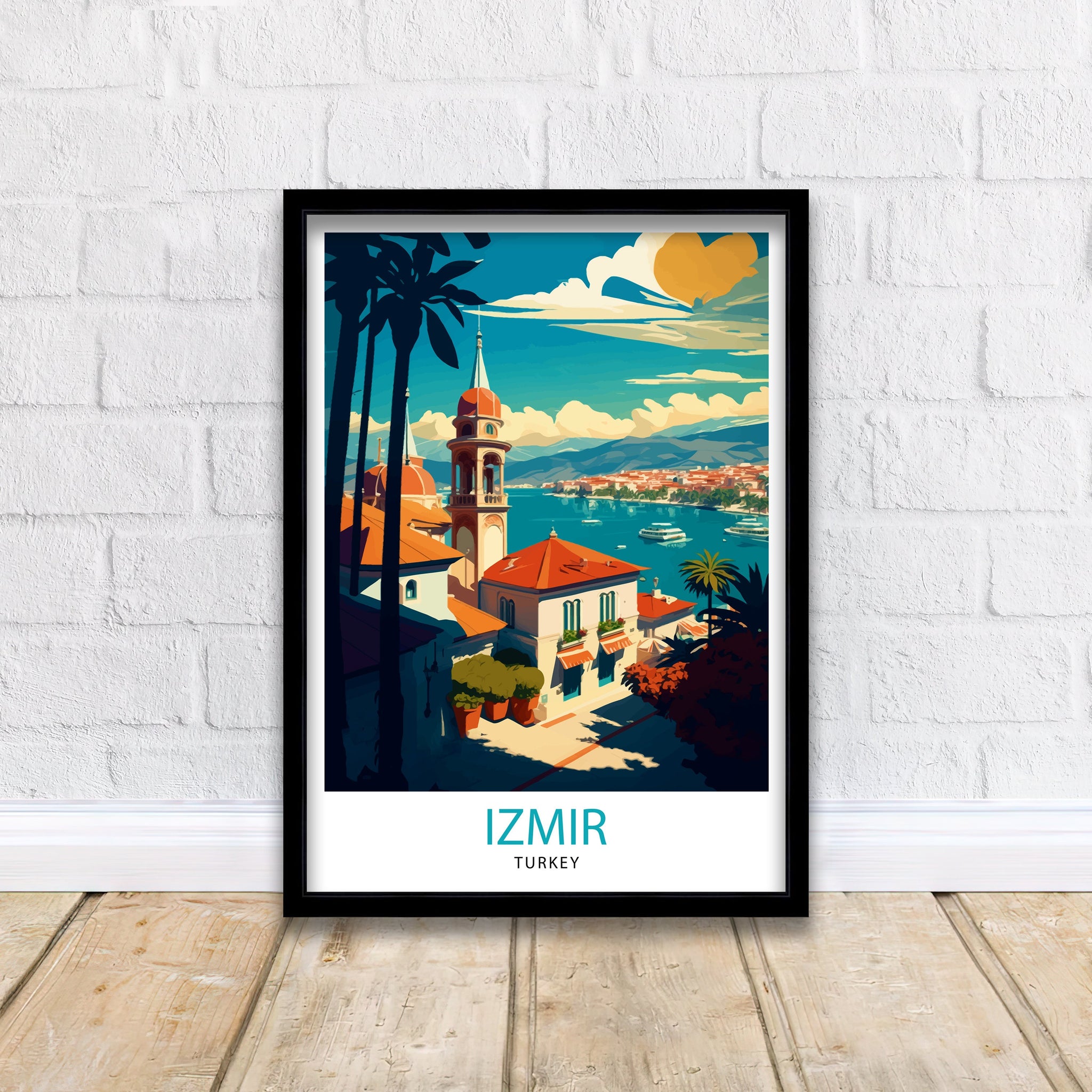 Izmir Turkey Travel Poster, Coastal City Art Print
