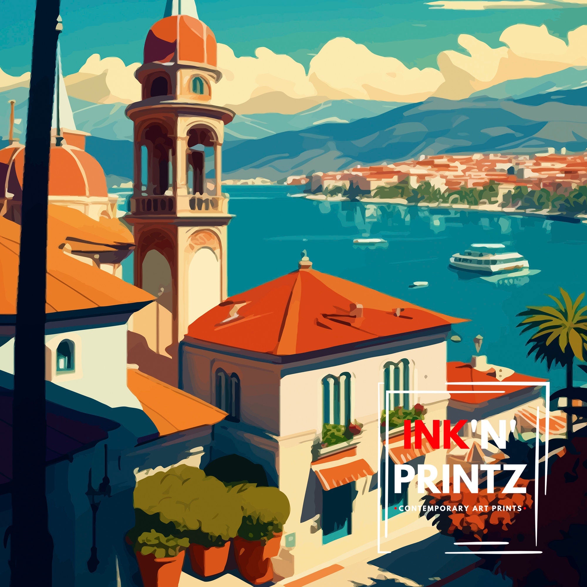 Izmir Turkey Travel Poster, Coastal City Art Print