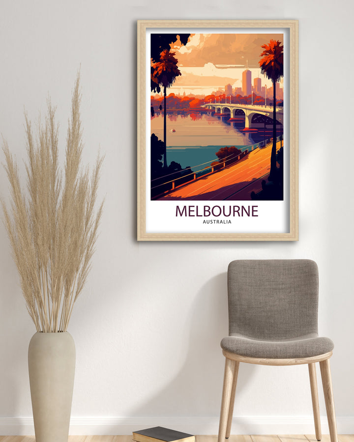 Melbourne Australia Travel Poster Melbourne Wall Art Melbourne Decor Melbourne Illustration Australia Travel Poster Melbourne Cityscape