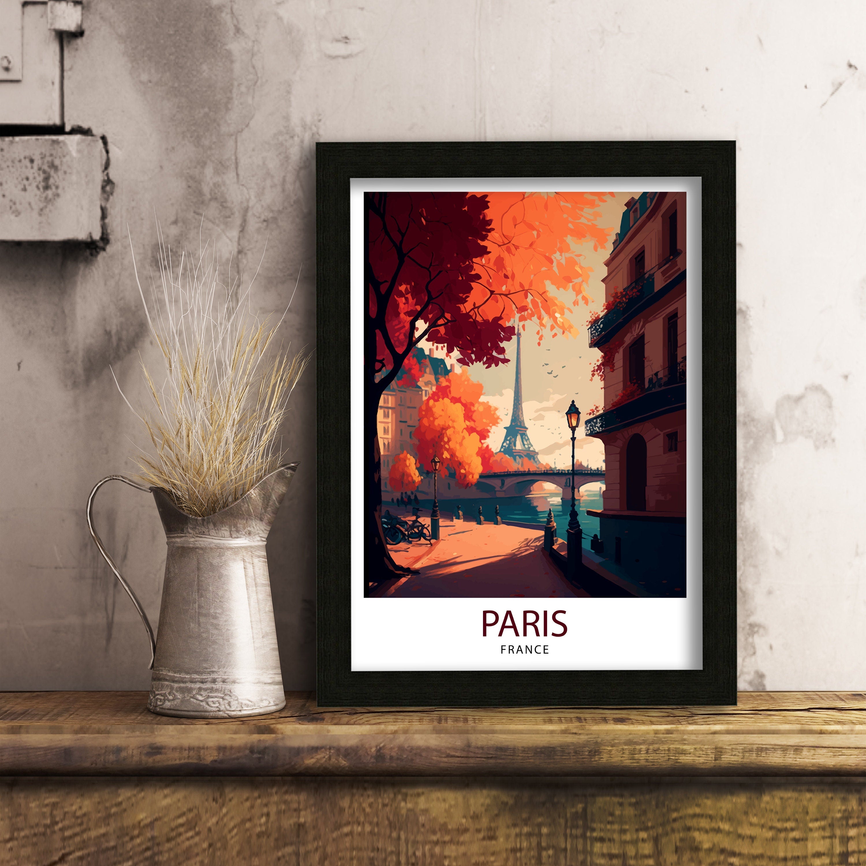 Eiffel Tower Paris Art Print, France Travel Poster