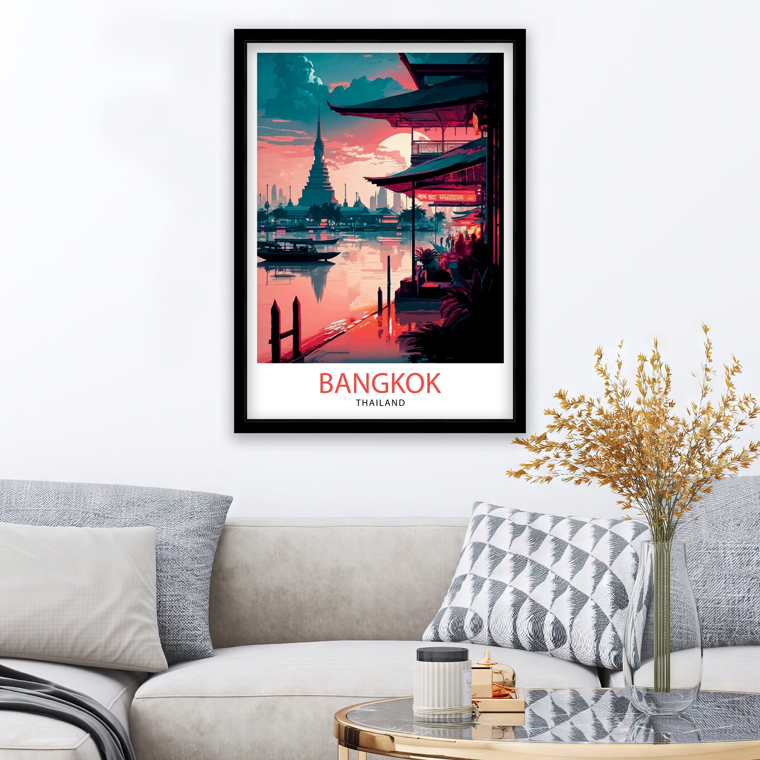 Bangkok Thailand Travel Print Bangkok Wall Decor Thailand Illustration Bangkok Travel Poster Gift for Thailand Travel Thailand Home Decor