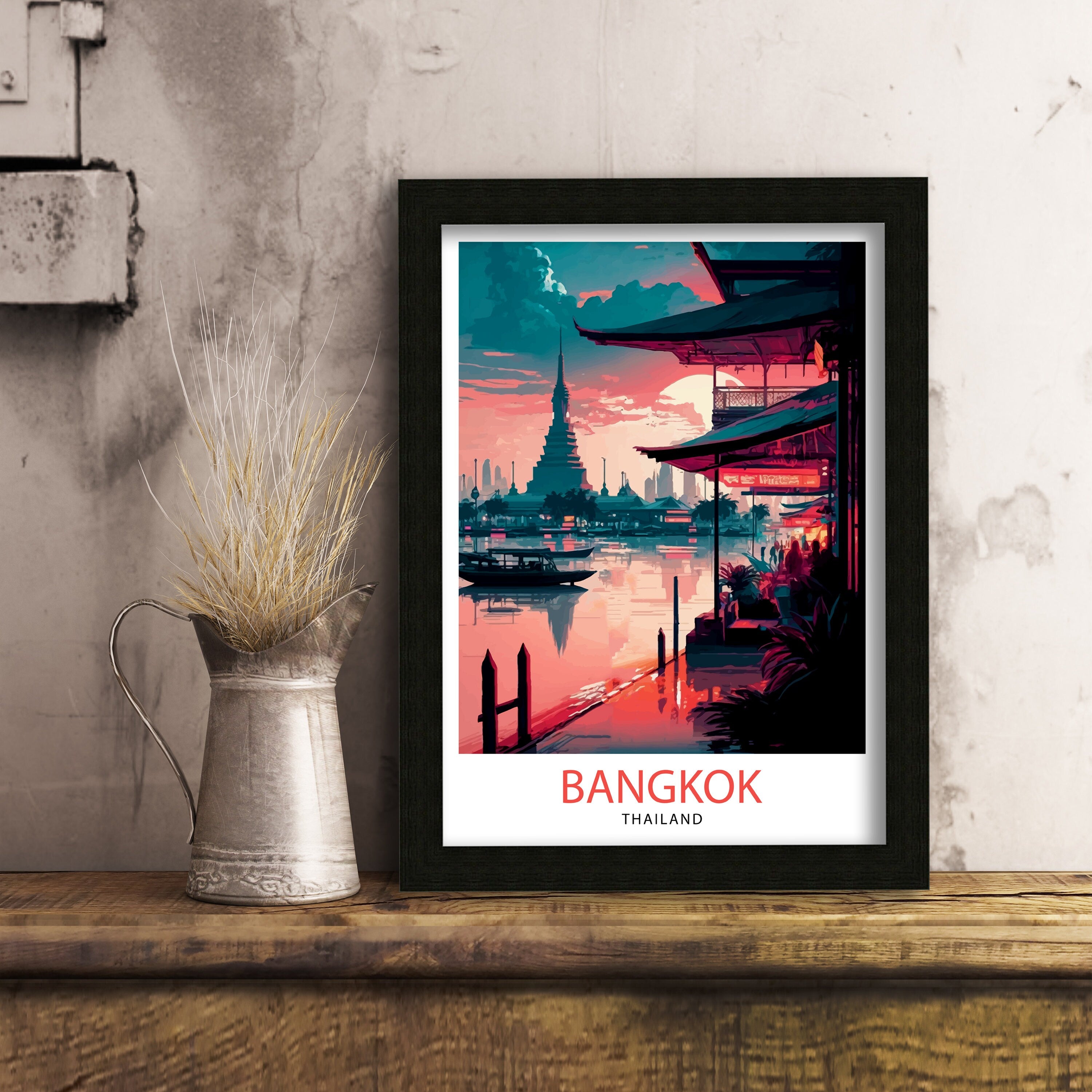Bangkok Thailand Travel Print Bangkok Wall Decor Thailand Illustration Bangkok Travel Poster Gift for Thailand Travel Thailand Home Decor
