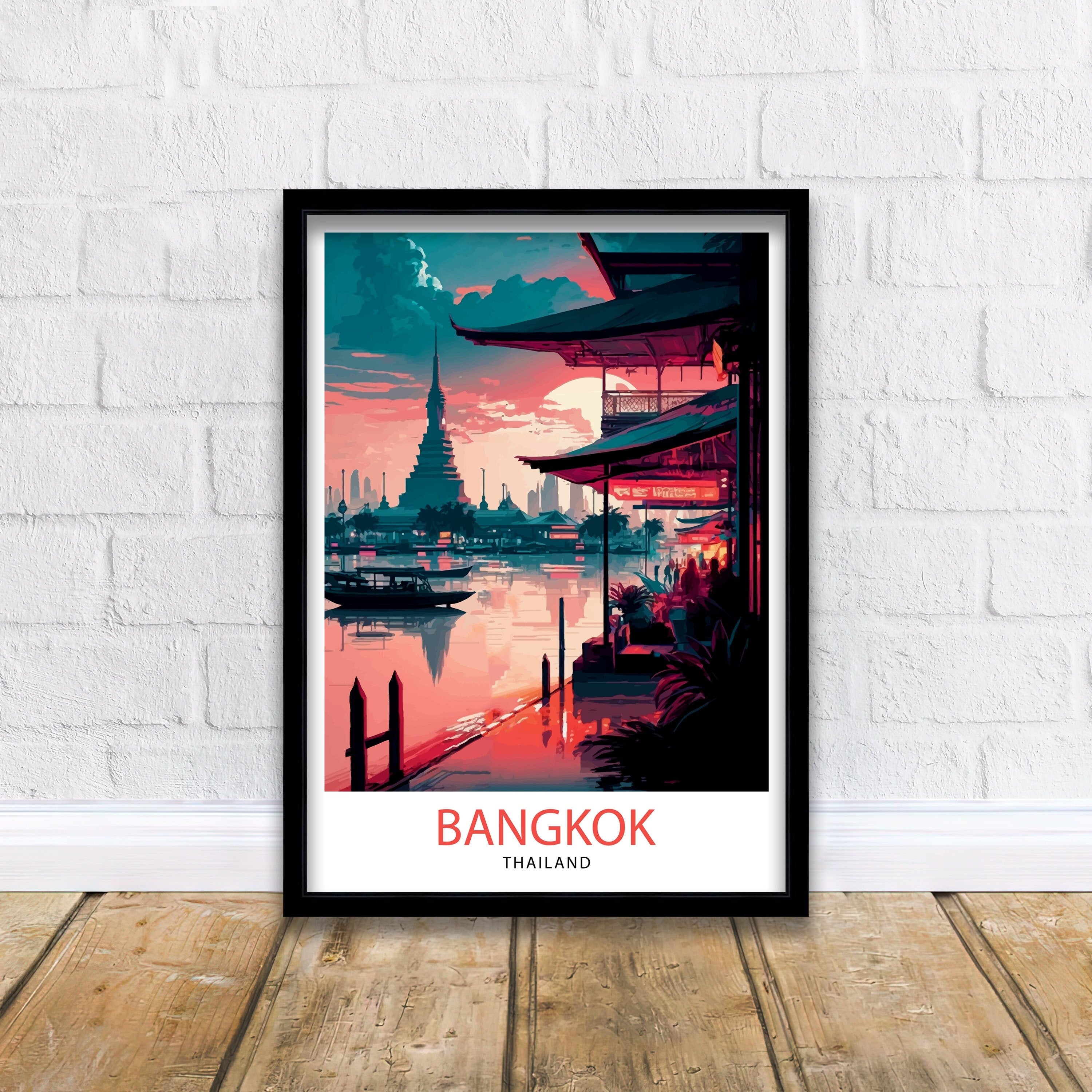 Bangkok Thailand Travel Print Bangkok Wall Decor Thailand Illustration Bangkok Travel Poster Gift for Thailand Travel Thailand Home Decor