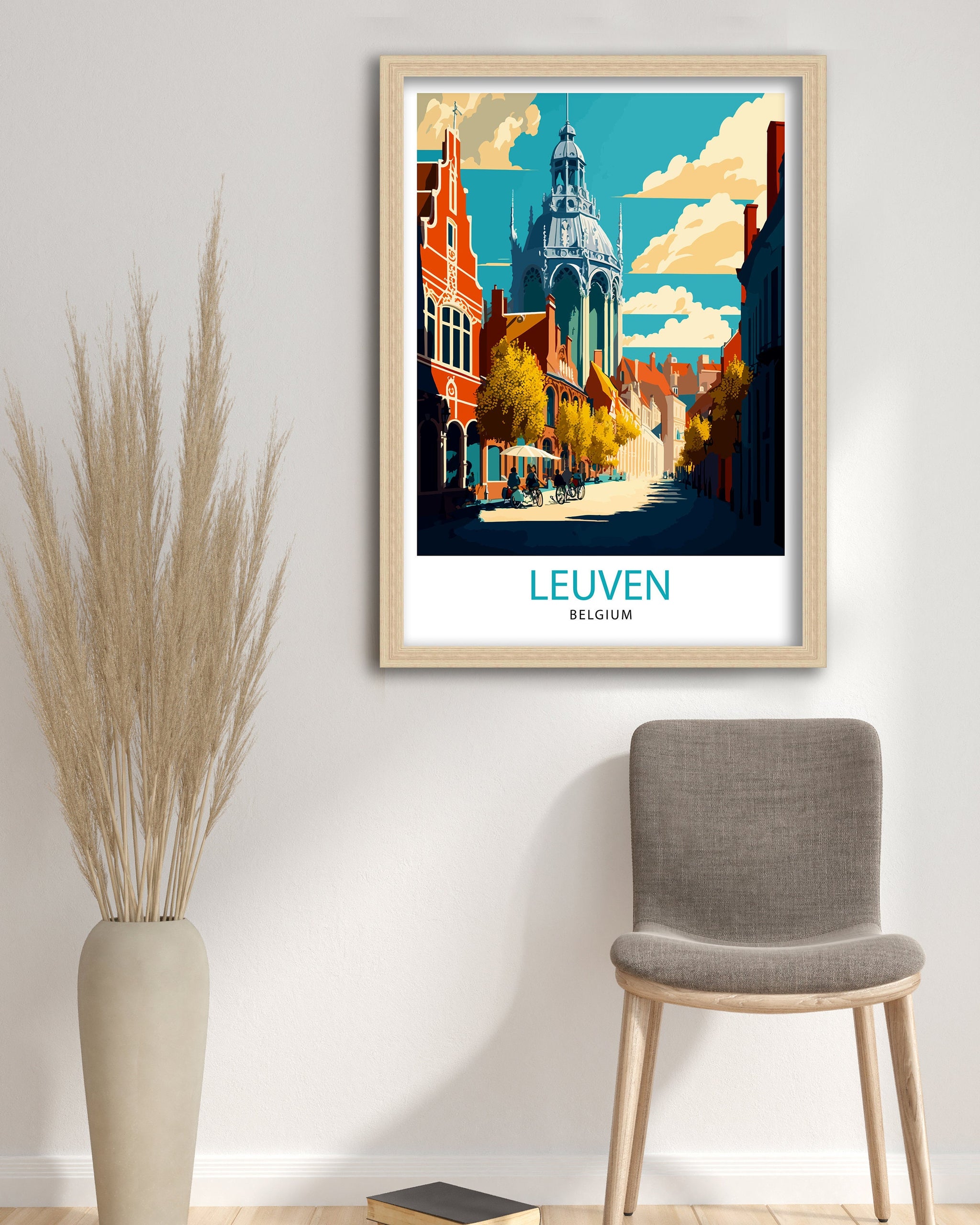 Leuven Belgium Illustration Print, Travel Home Decor